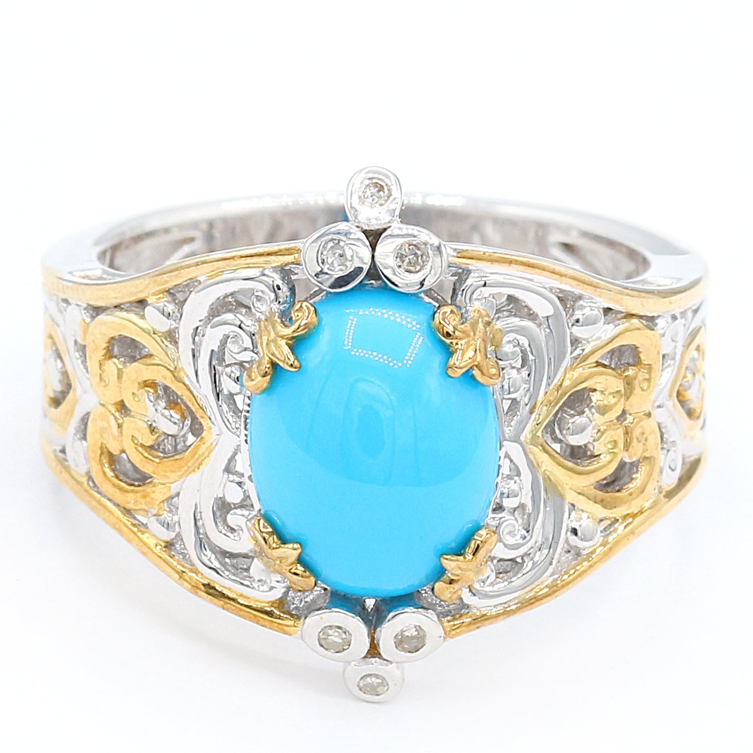 Sleeping Beauty Turquoise and Diamonds Sterling offers Ring