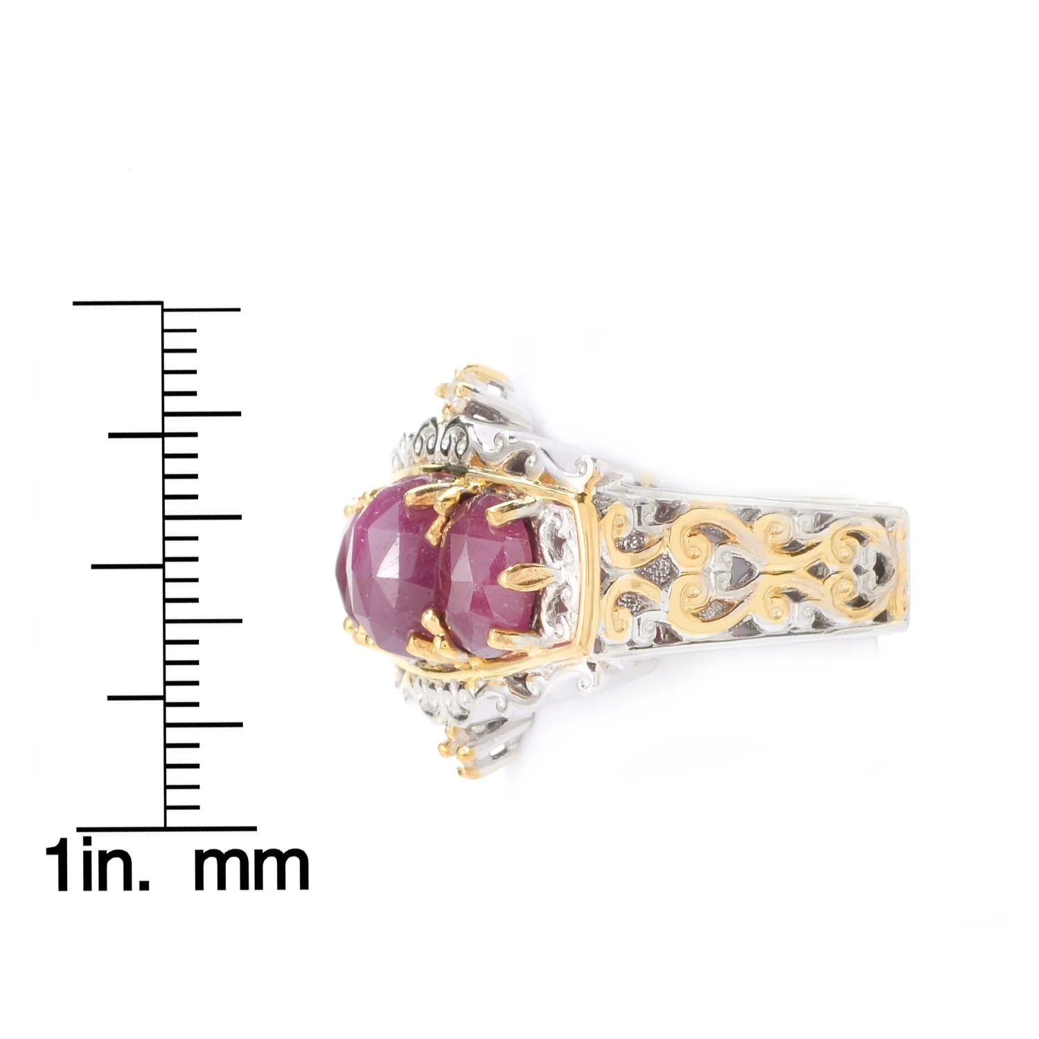 Gems en Vogue 3.53ctw Ruby & White Sapphire Three Stone East-West Ring