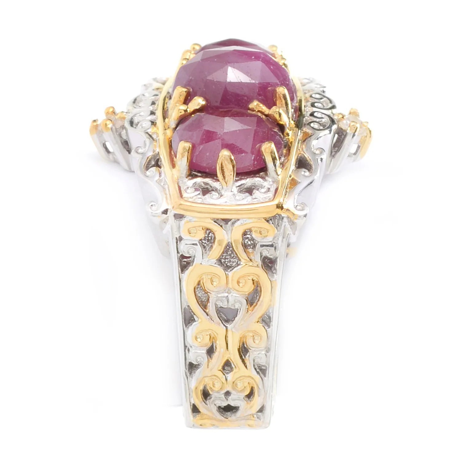 Gems en Vogue 3.53ctw Ruby & White Sapphire Three Stone East-West Ring
