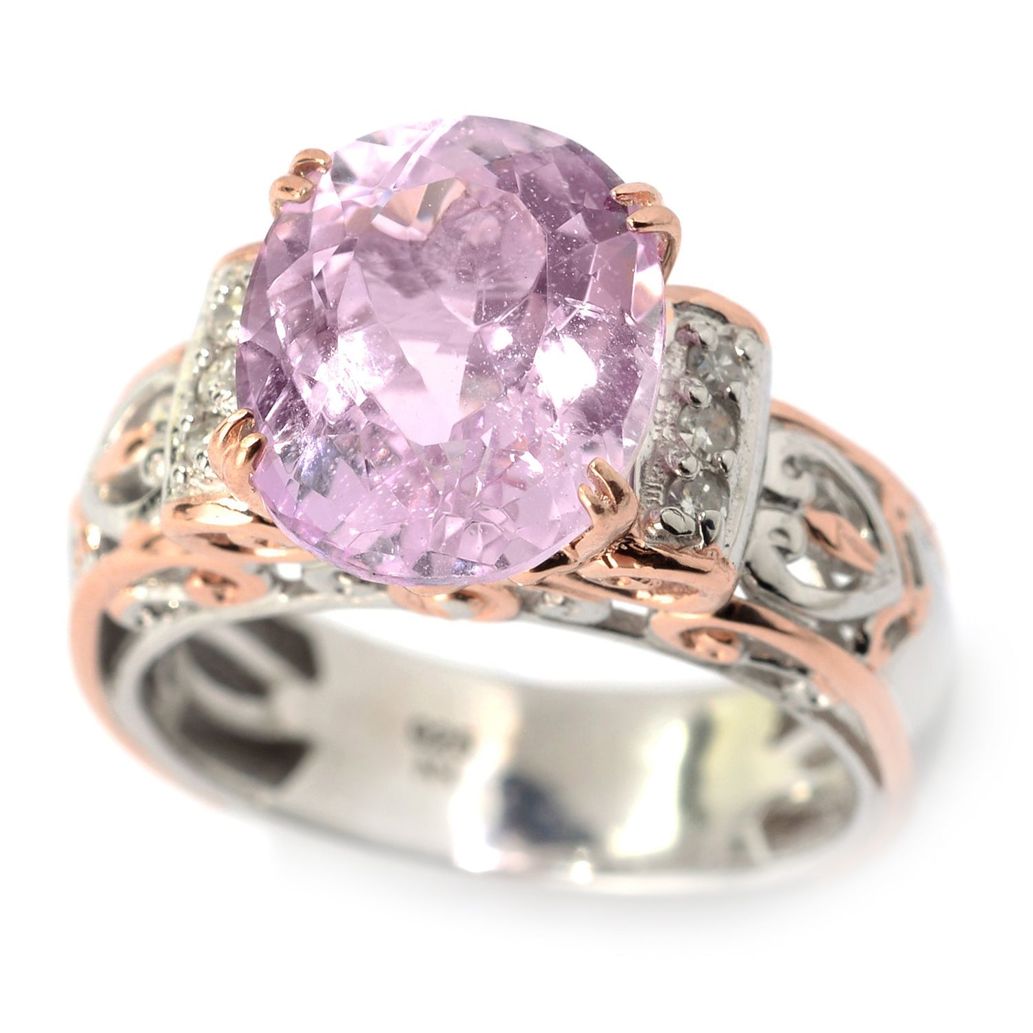 Gems en Vogue 6.37ctw Pastel Kunzite & Diamond Ring