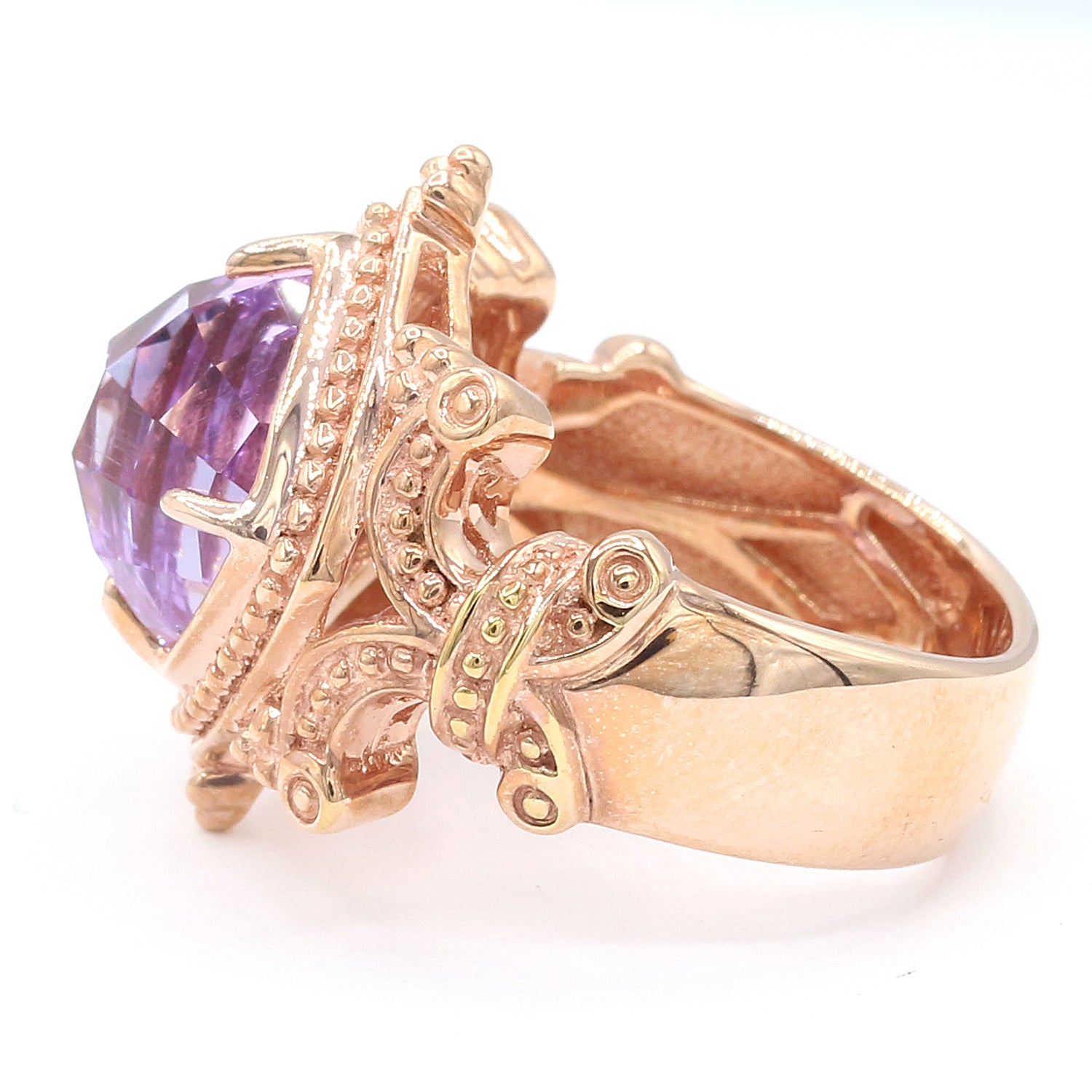 Gems en Vogue 4.10ctw Rose Cut Pink Amethyst Ring