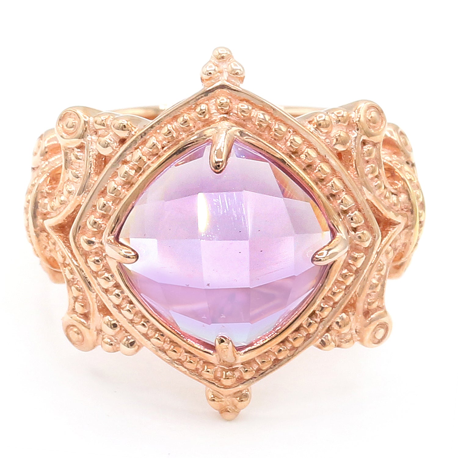 Gems en Vogue 4.10ctw Rose Cut Pink Amethyst Ring