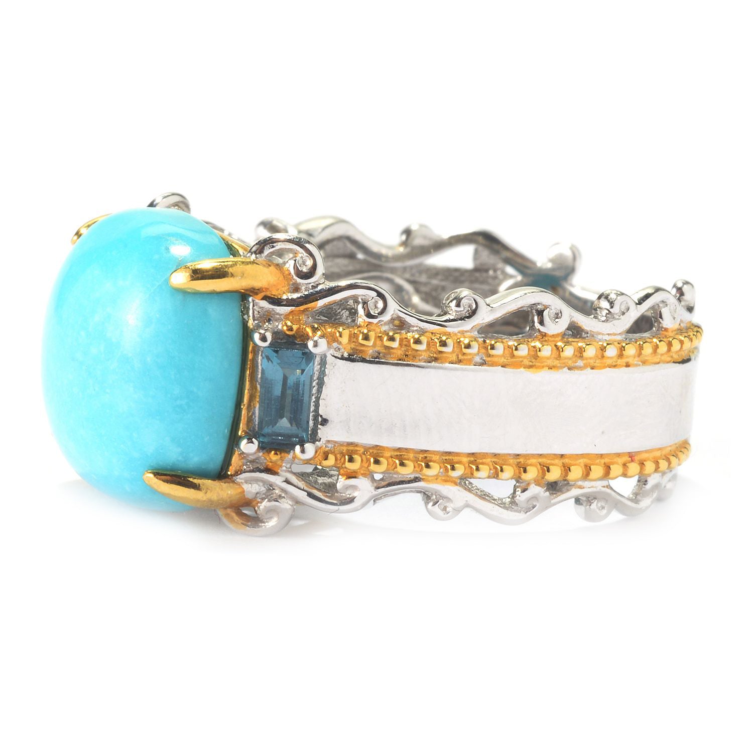 Gems en Vogue Sleeping Beauty Turquoise & London Blue Topaz Ring