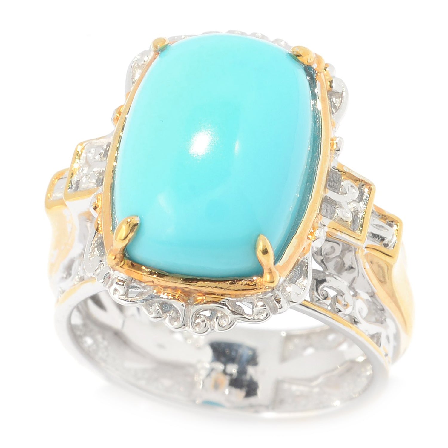 Gems en Vogue Cushion Sleeping Beauty Turquoise Ring