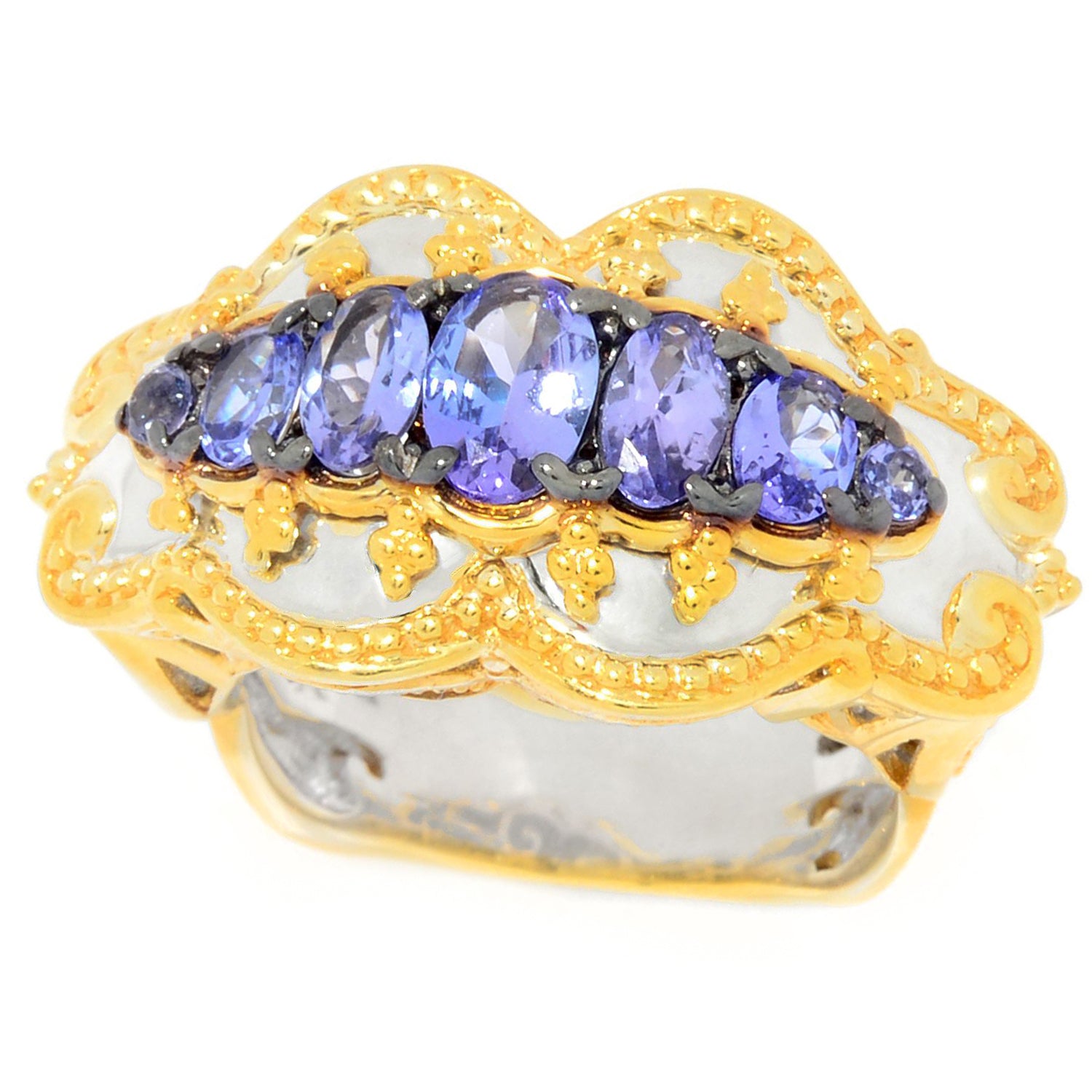 Gems en Vogue 1.29ctw Tanzanite Etruscan Band Ring