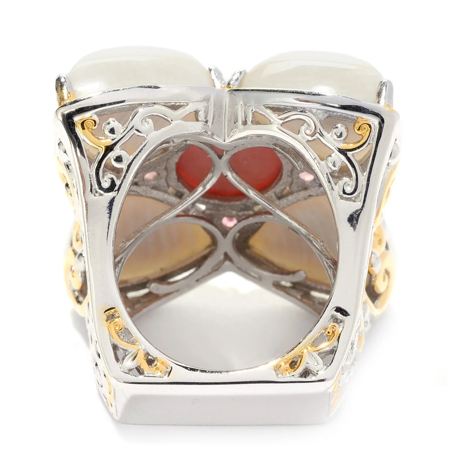 Gems en Vogue Pink & White Coral with Pink Sapphire Flower Ring