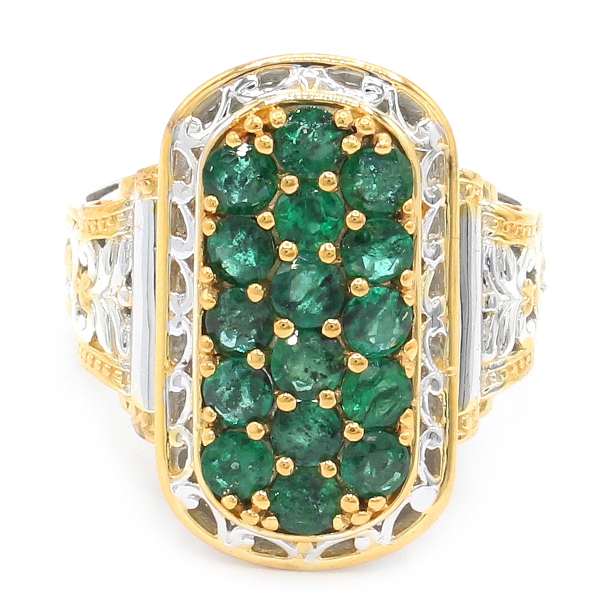 Gems en Vogue One-of-a-Kind 24K Palladium Silver 2.72ctw Grizzly Emerald Cluster Ring