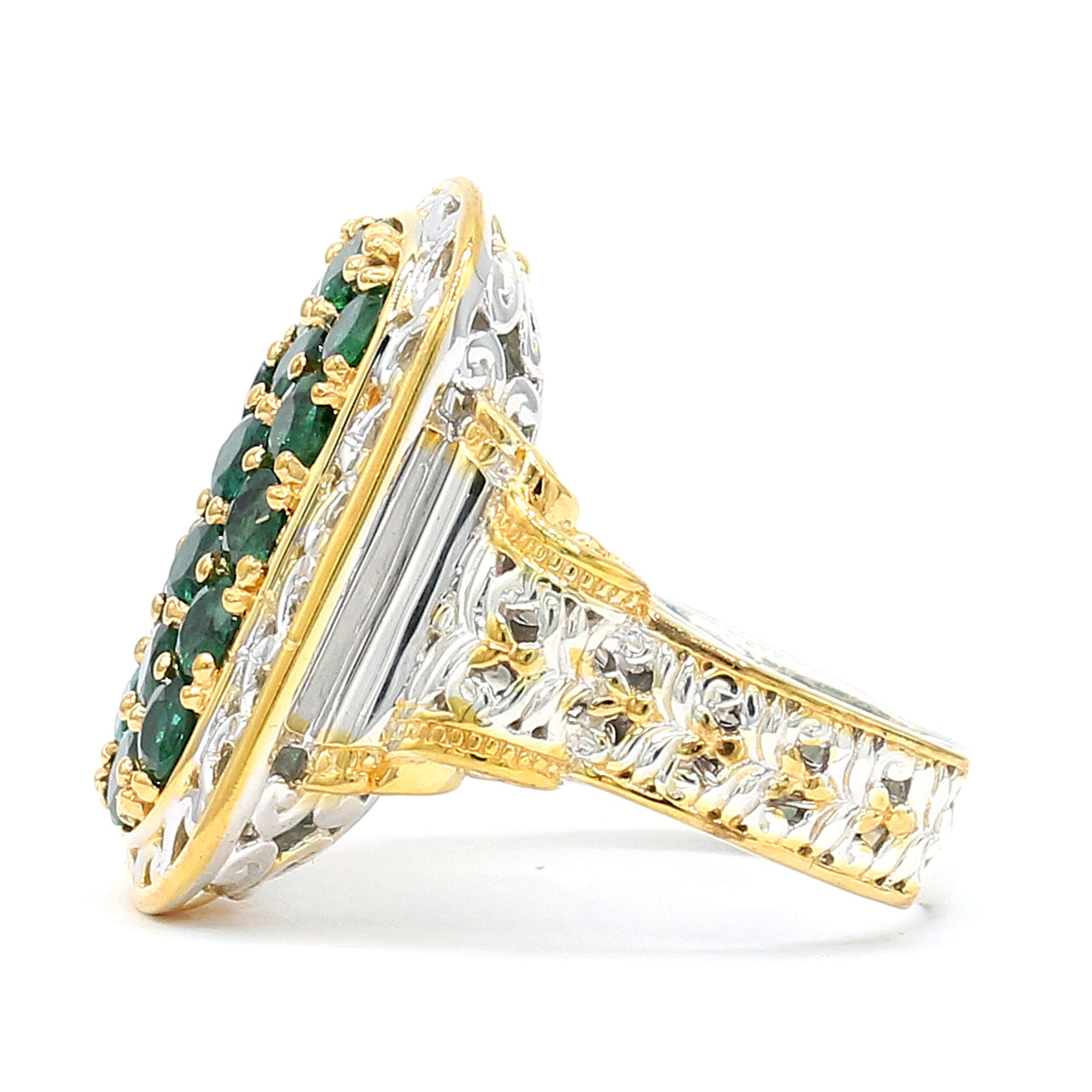 Gems en Vogue One-of-a-Kind 24K Palladium Silver 2.72ctw Grizzly Emerald Cluster Ring