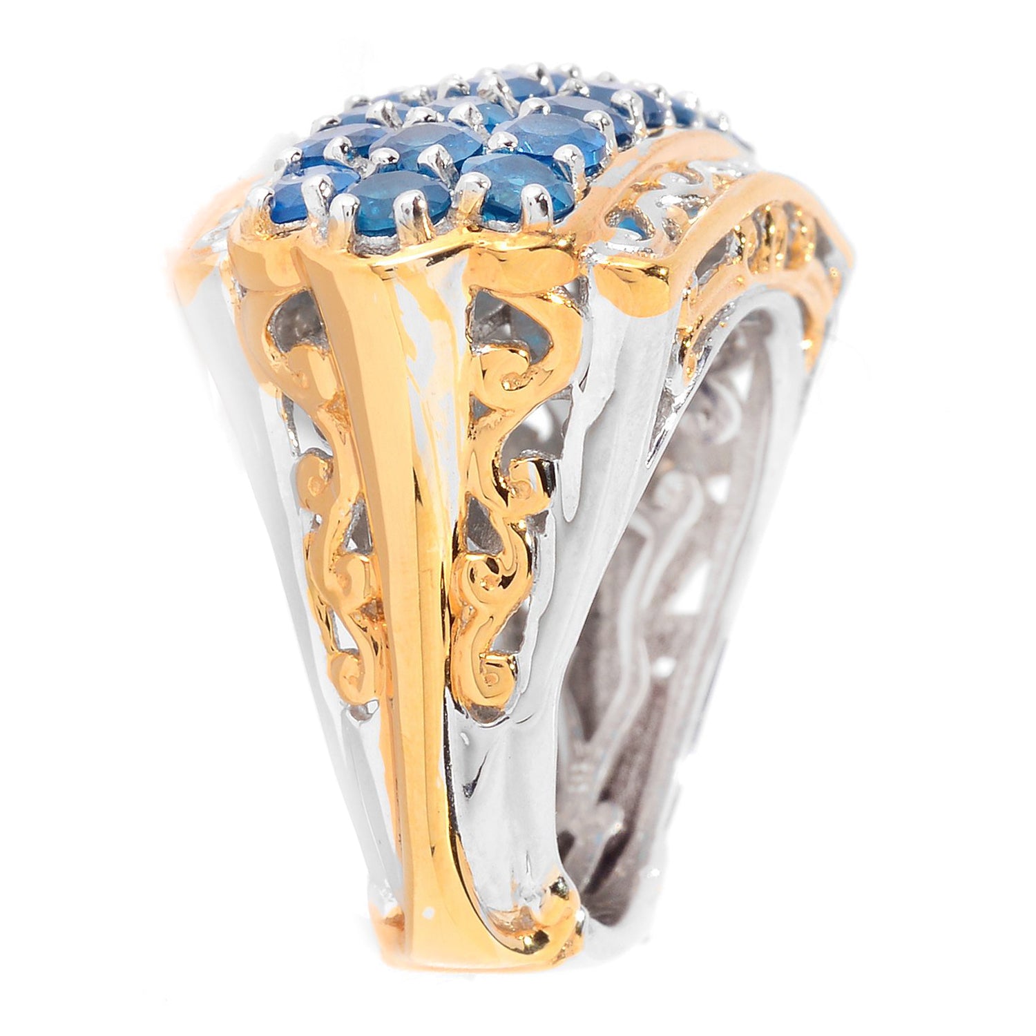 Gems en Vogue 6.25ctw Neon Apatite Three Row Ring