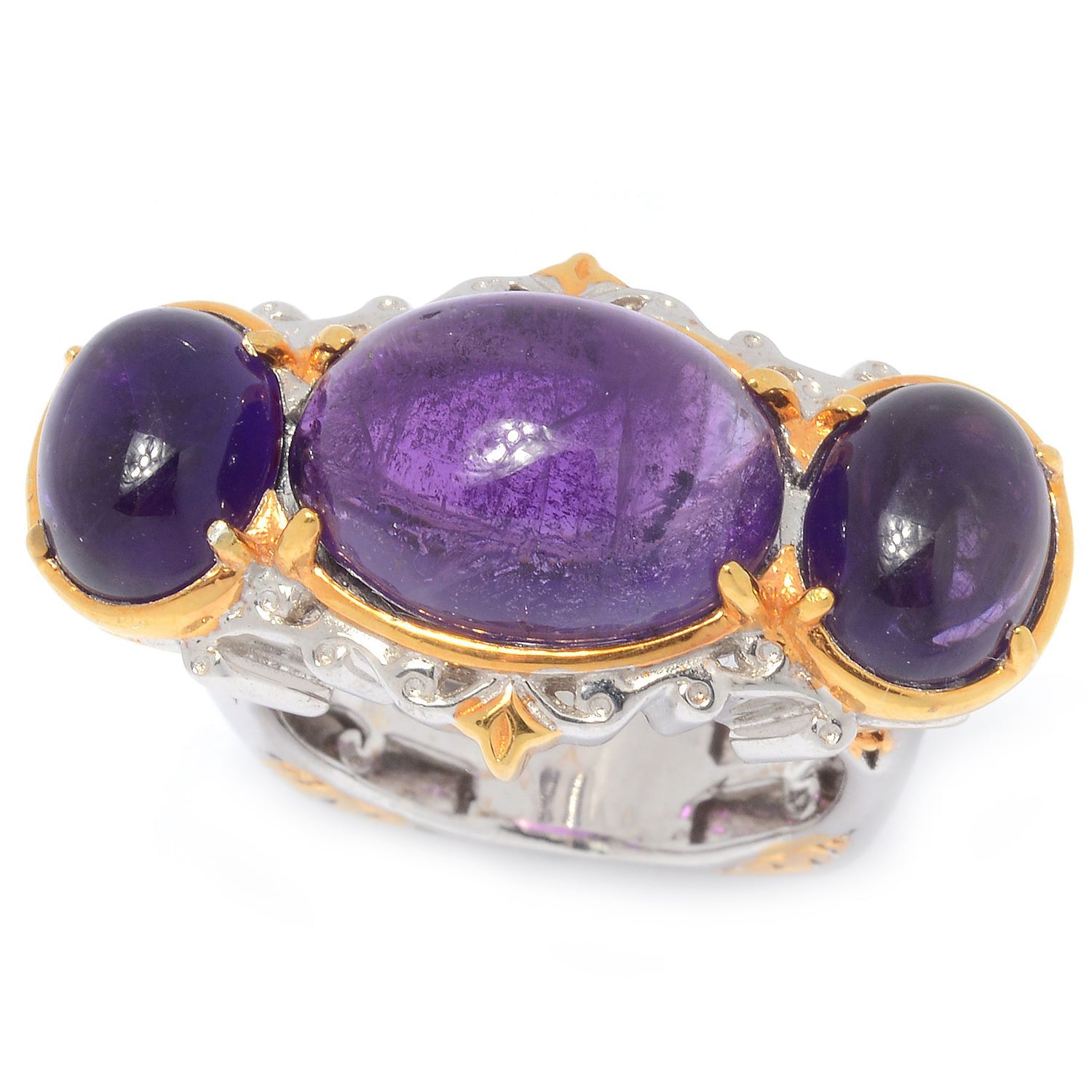 Gems en Vogue African Amethyst Three Stone Ring