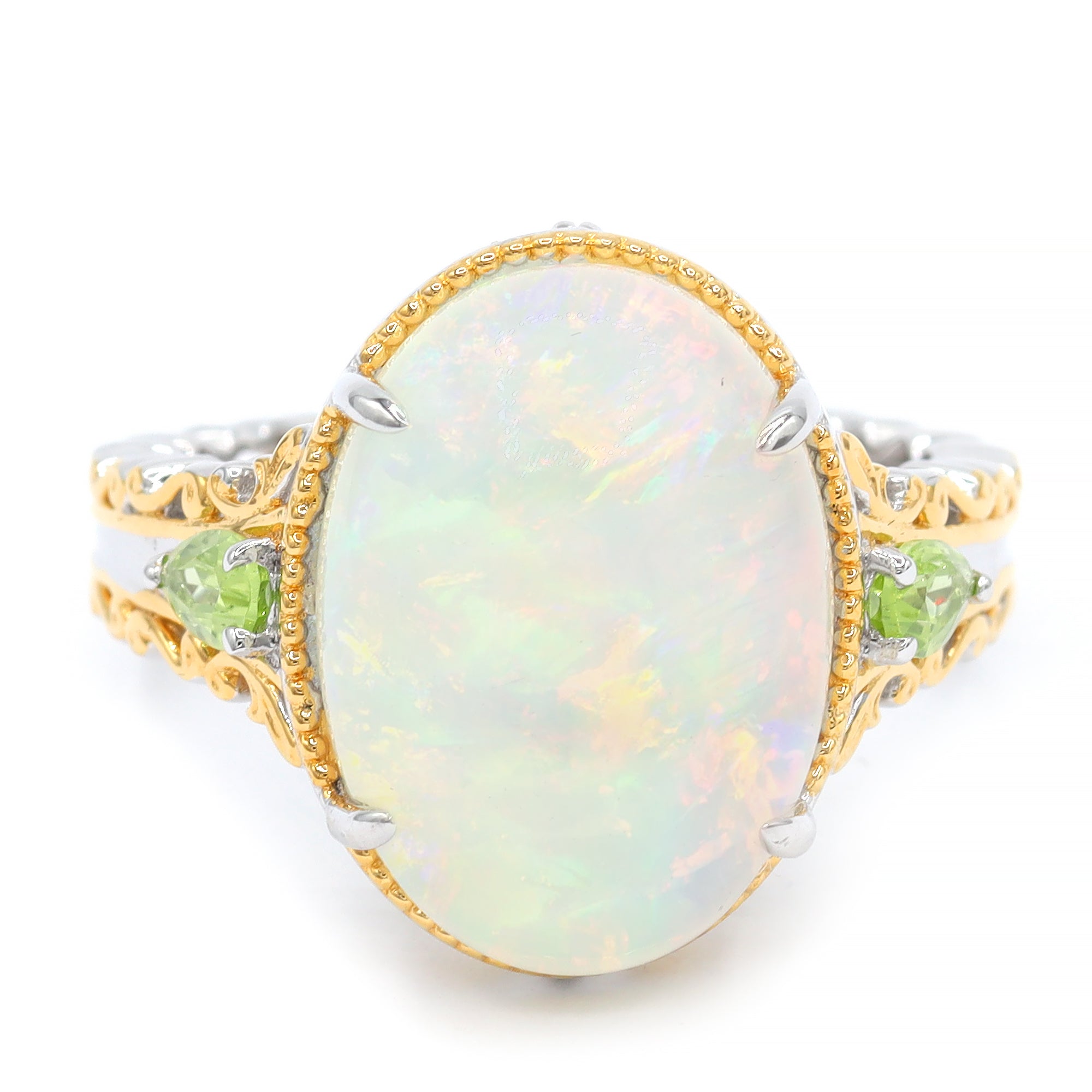 Gems en Vogue One-of-a-Kind 24K Palladium Silver Ethiopian Opal & Peridot Ring