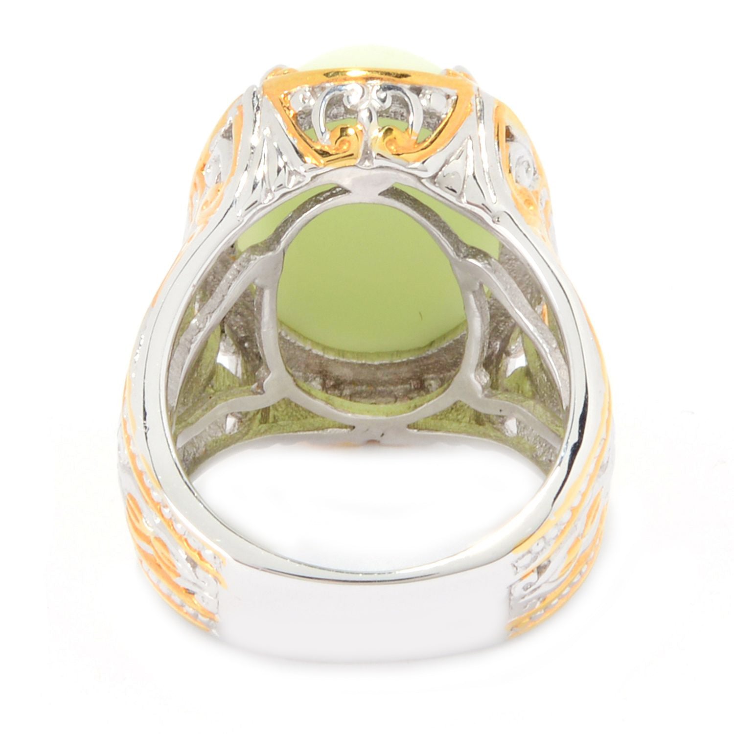 Gems en Vogue Lemon Chrysoprase Scrollwork & Milgrain Ring