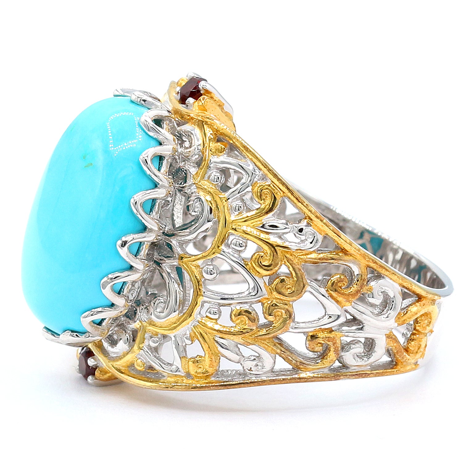 Gems en Vogue Kingman Turquoise & Mozambique Garnet Ring