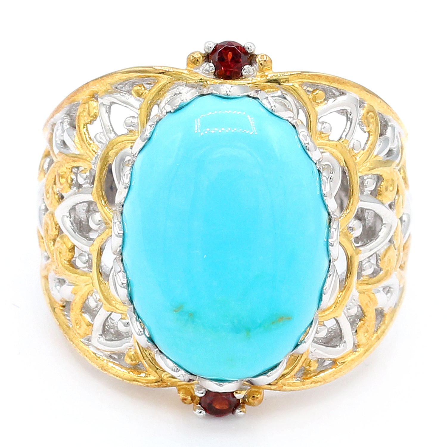 Gems en Vogue Kingman Turquoise & Mozambique Garnet Ring