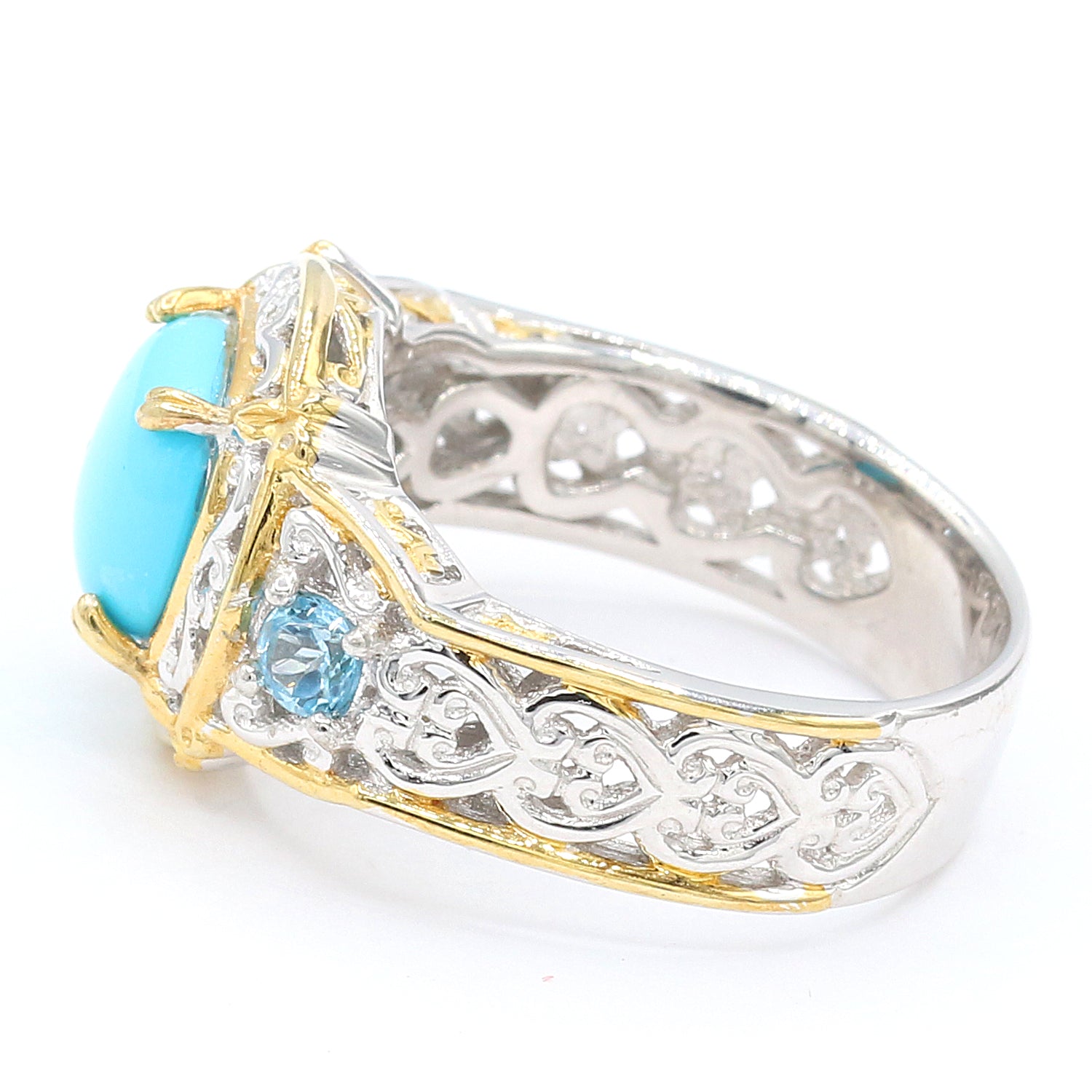 Gems en Vogue Cushion Kingman Turquoise & Sky Blue Topaz Ring