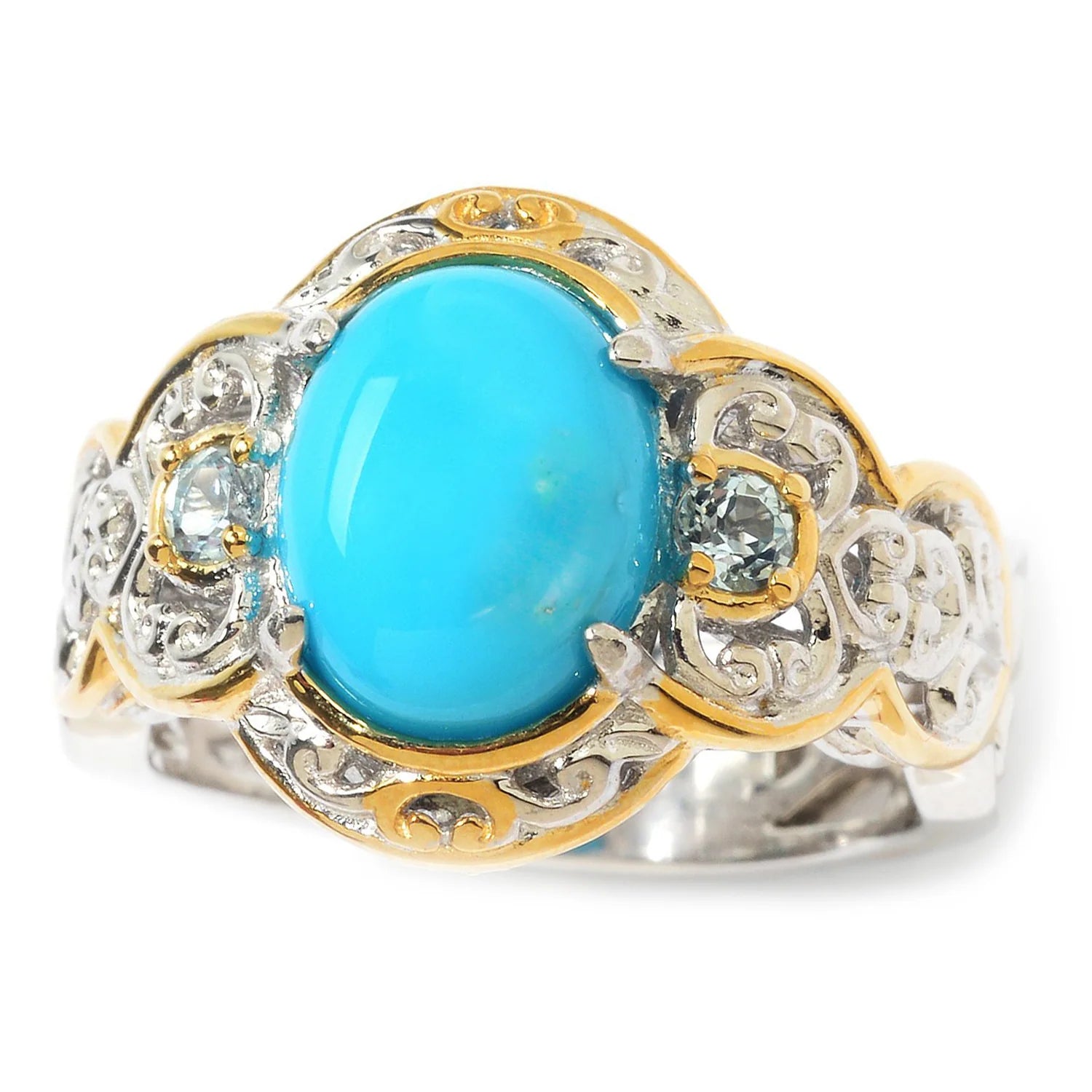 Gems en Vogue Kingman Turquoise & Swiss Blue Topaz Ring
