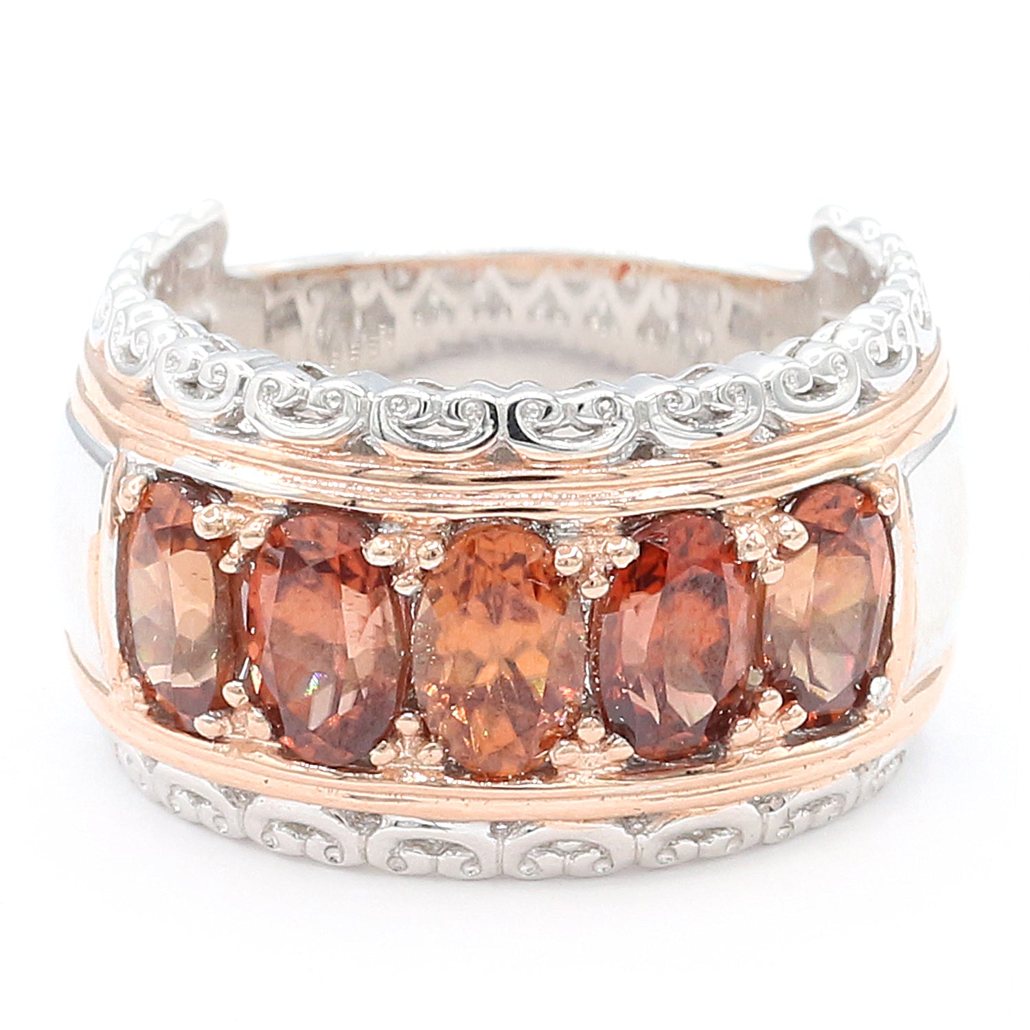 Gems en Vogue 3.75ctw Cognac Zircon Five Stone Ring
