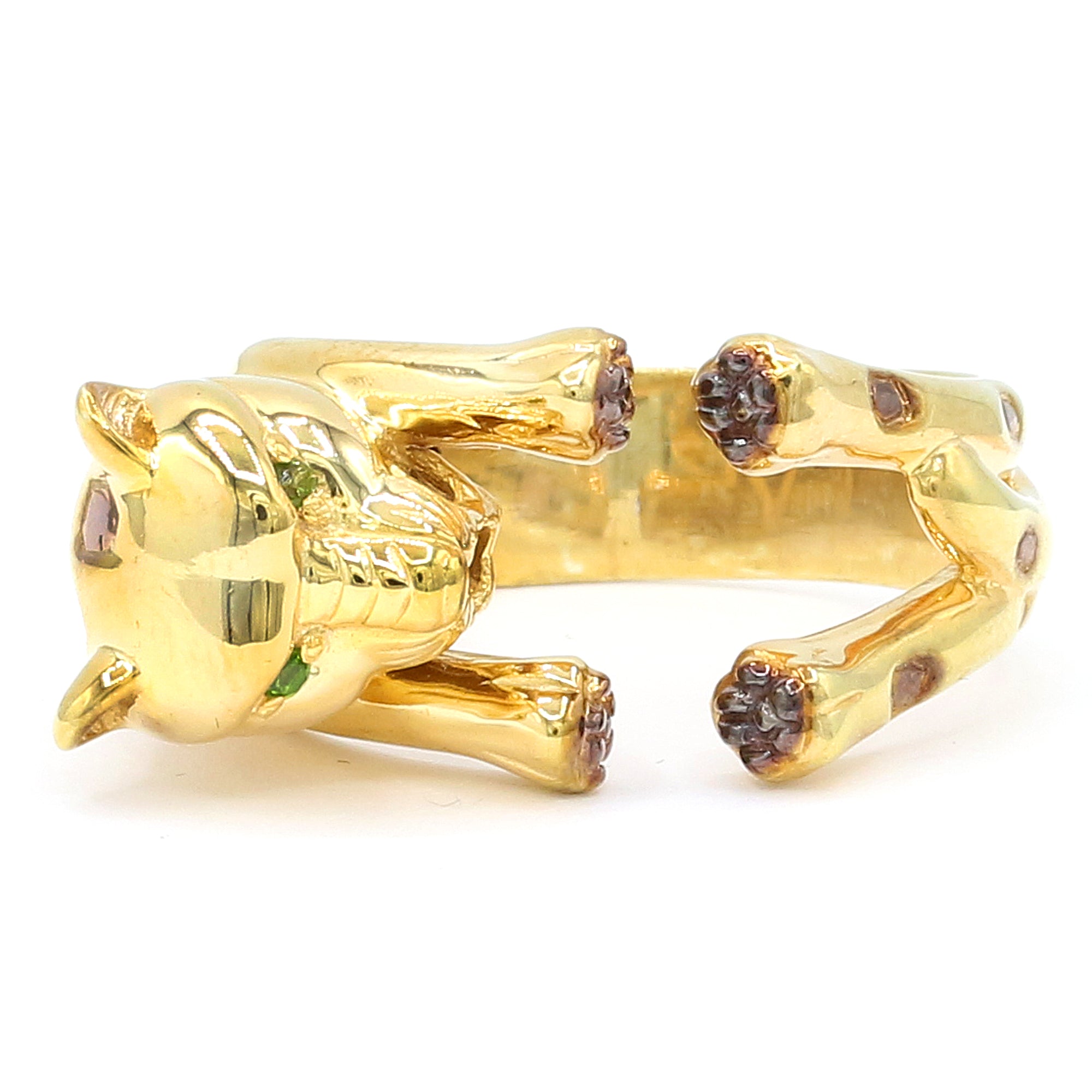 Gems en Vogue 24K Palladium Silver Chrome Diopside Panther Ring