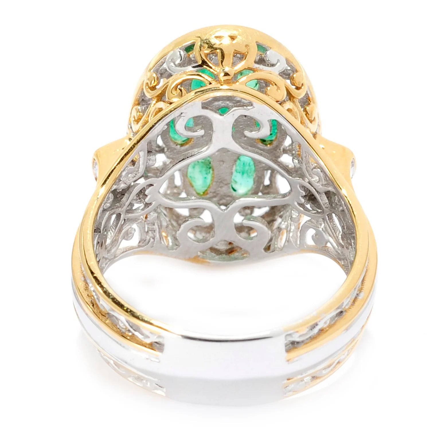 Gems en Vogue 1.75ctw Oval Grizzly Emerald 7-Stone Cluster Ring