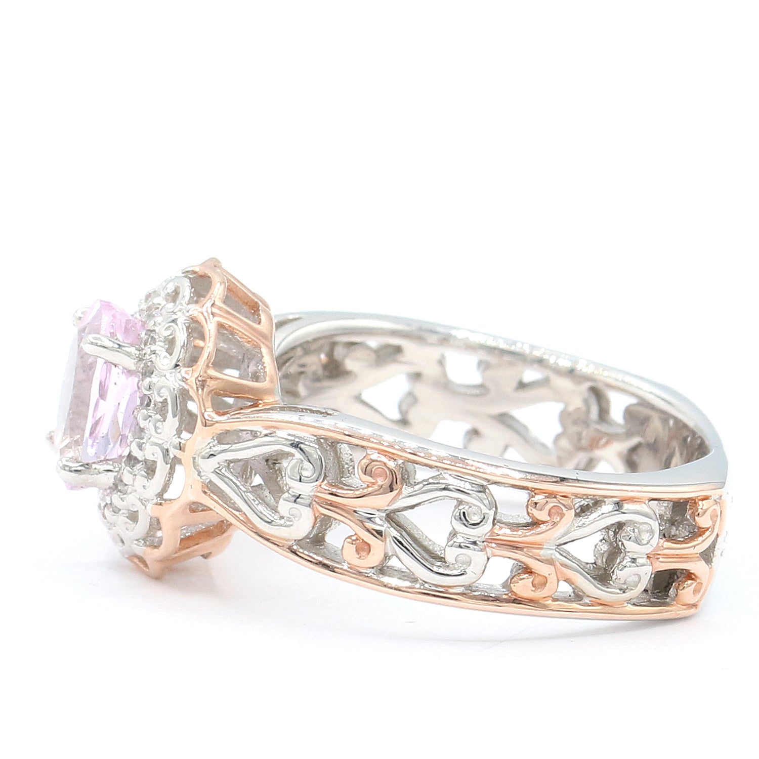 Gems en Vogue 1.19ctw Natural Pink Topaz & White Zircon Ring