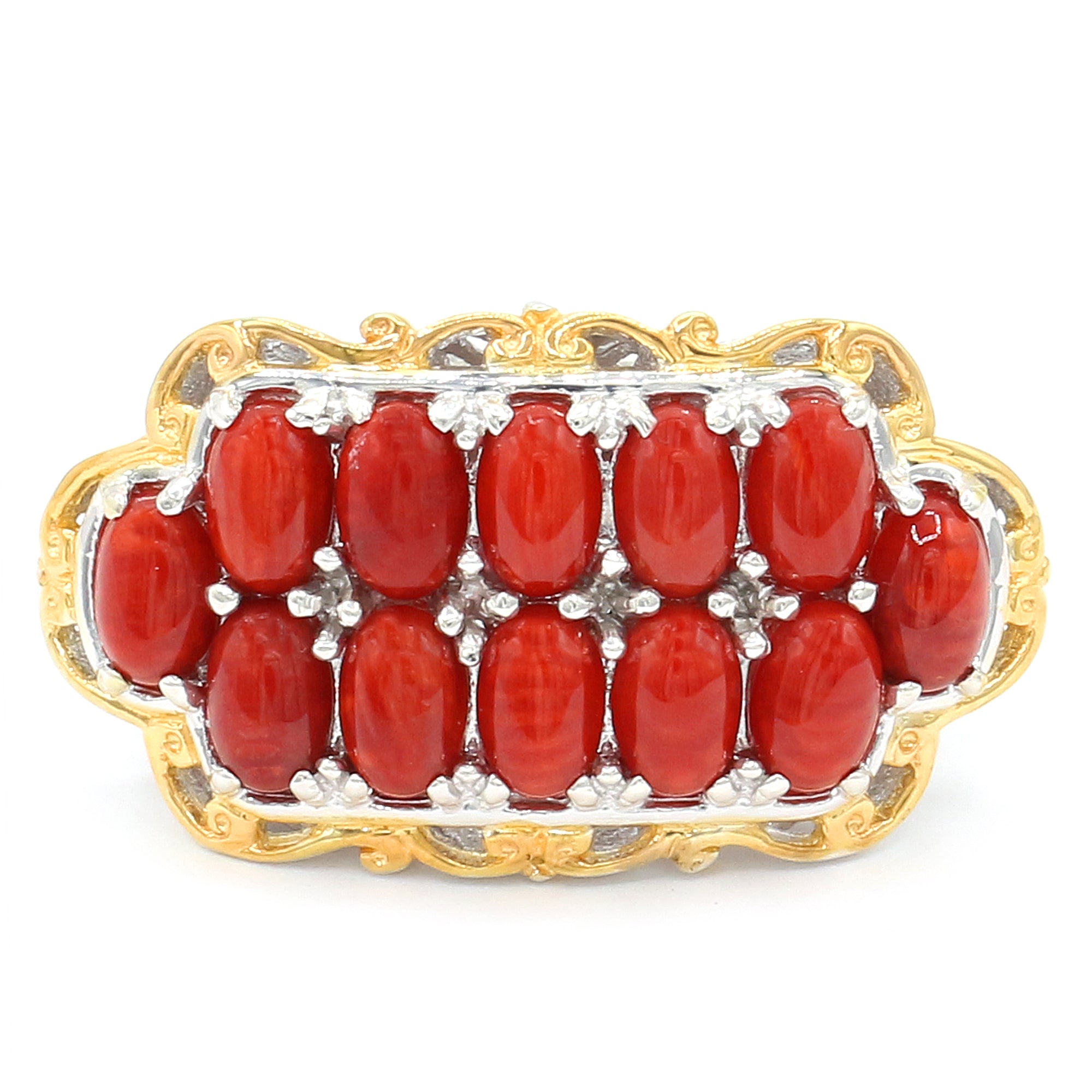 Gems en Vogue One-of-a-Kind 24K Palladium Silver Red Coral Ring