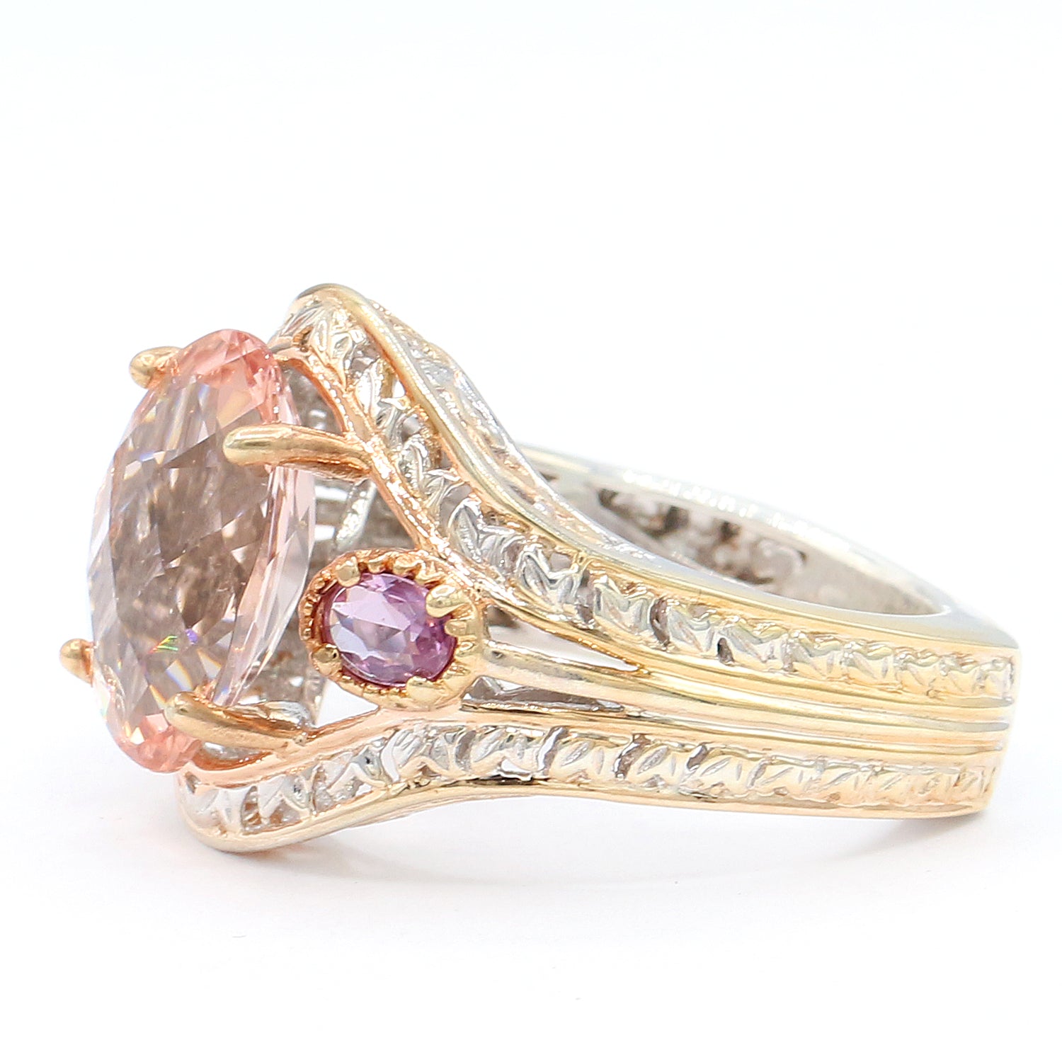 Gems en Vogue 4.75ctw Morganite & Pink Pastel Sapphire Ring