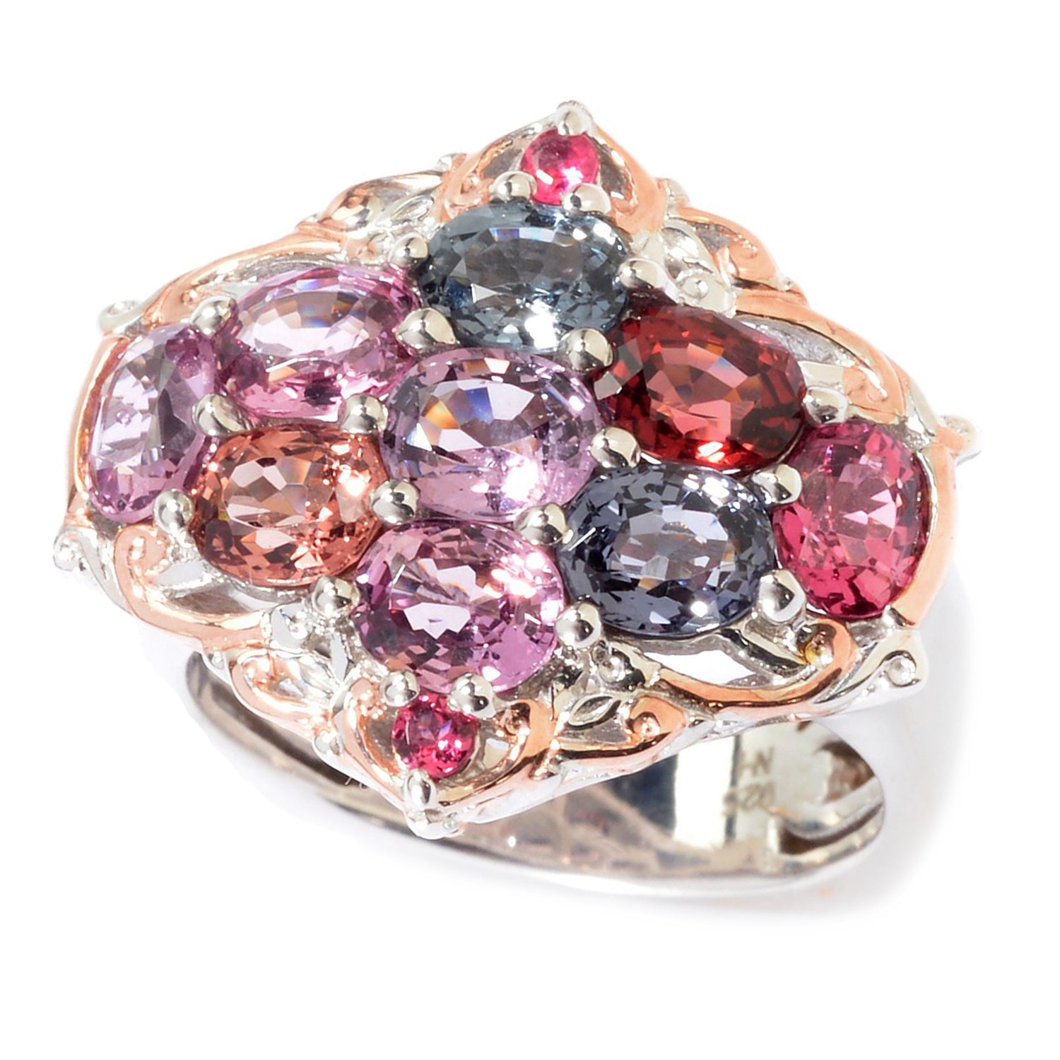 Gems en Vogue 2.16ctw Multi Spinel Cluster Ring