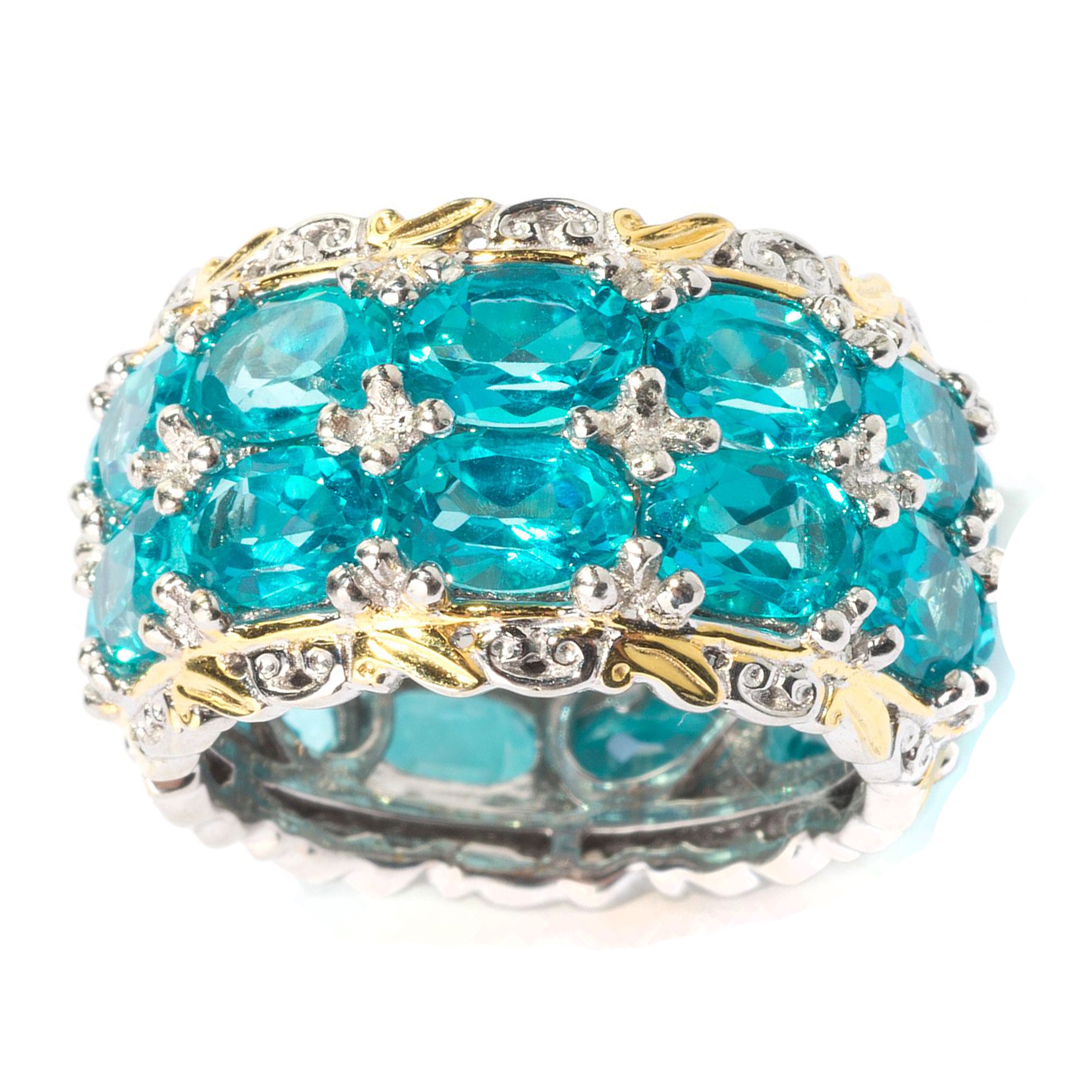 Gems en Vogue 10.34ctw Paraiba Topaz Eternity Band Ring CANNOT BE RESIZED