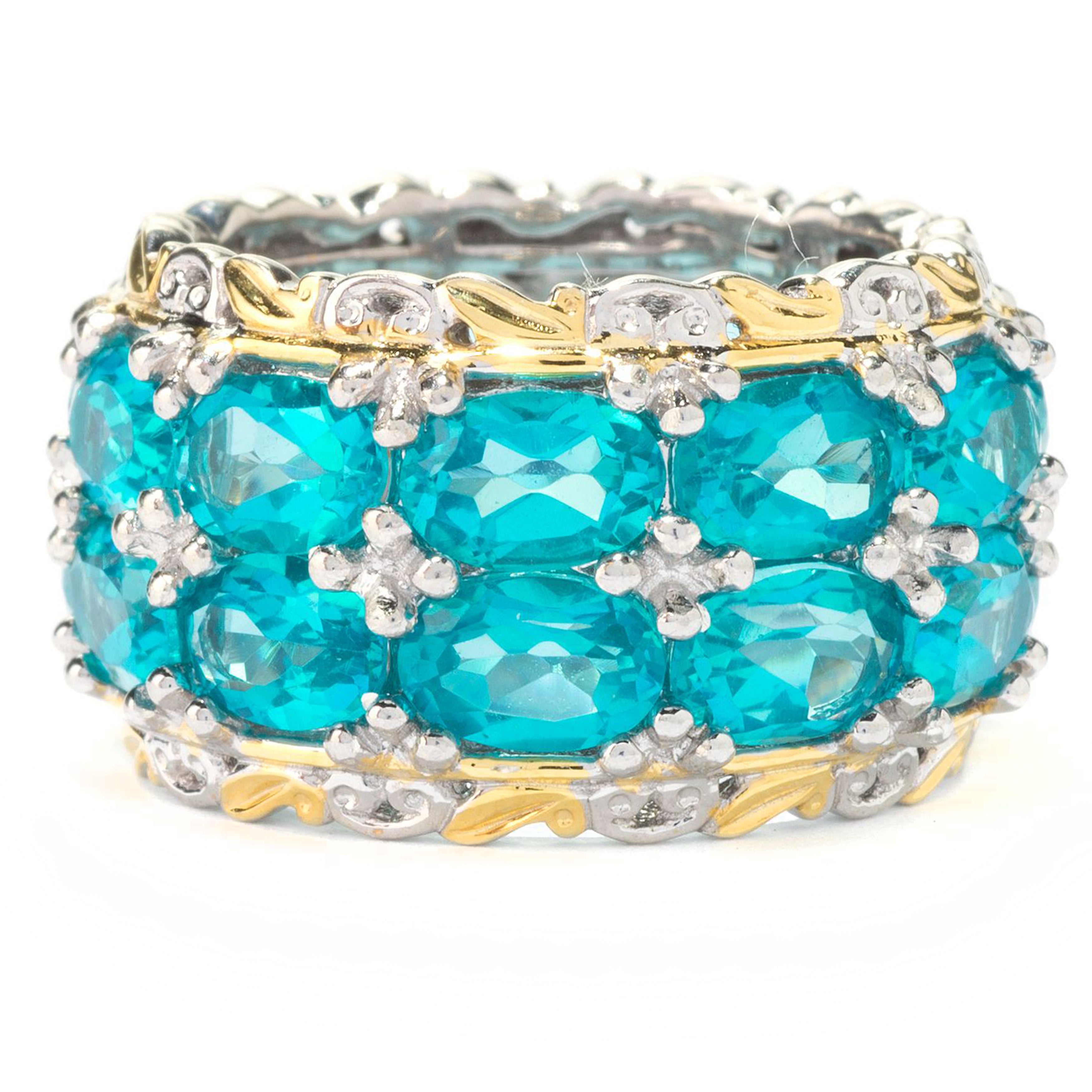 Gems en Vogue 10.34ctw Paraiba Topaz Eternity Band Ring CANNOT BE RESIZED