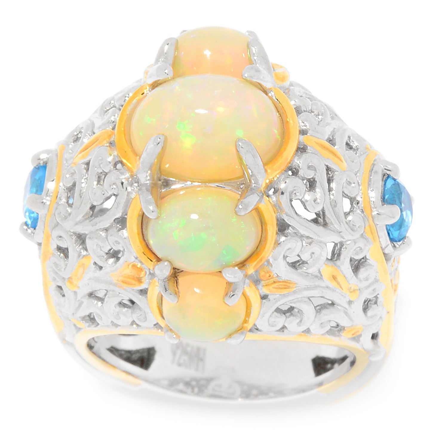 Gems en Vogue Ethiopian Opal & Swiss Blue Topaz Ring