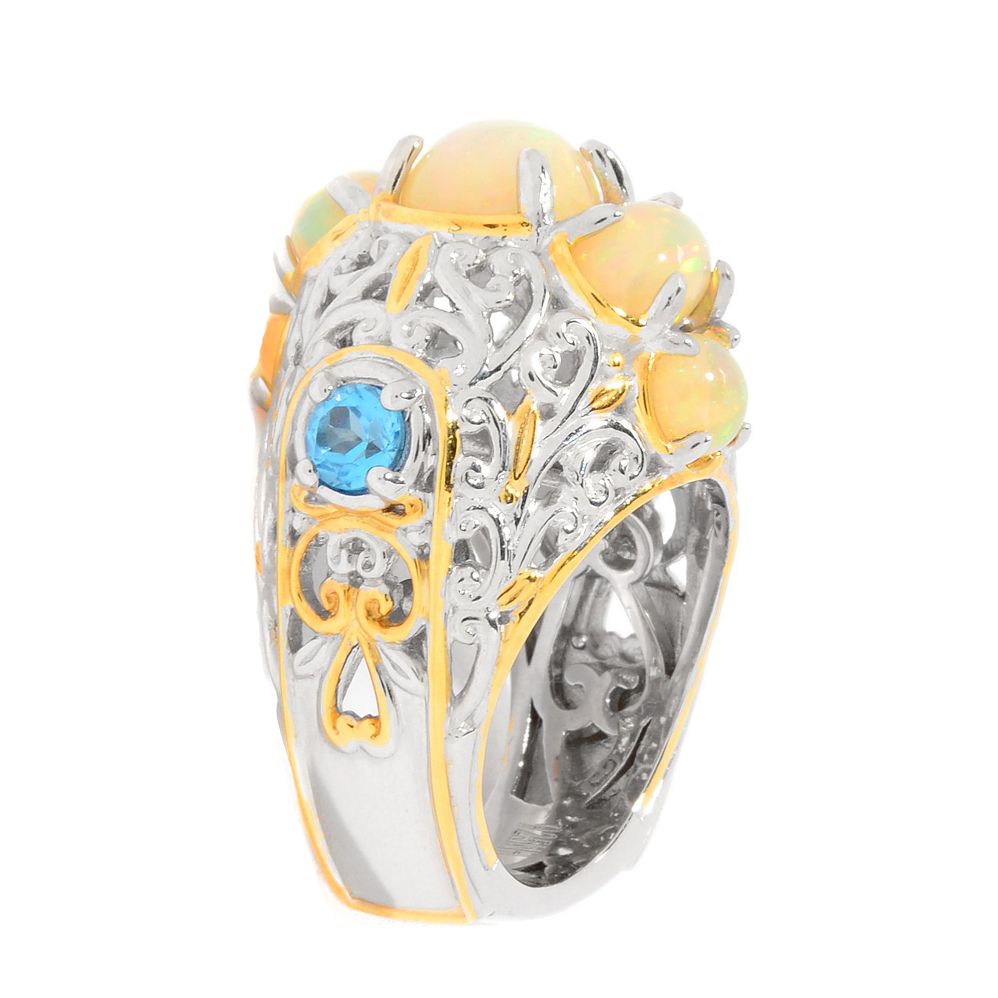 Gems en Vogue Ethiopian Opal & Swiss Blue Topaz Ring