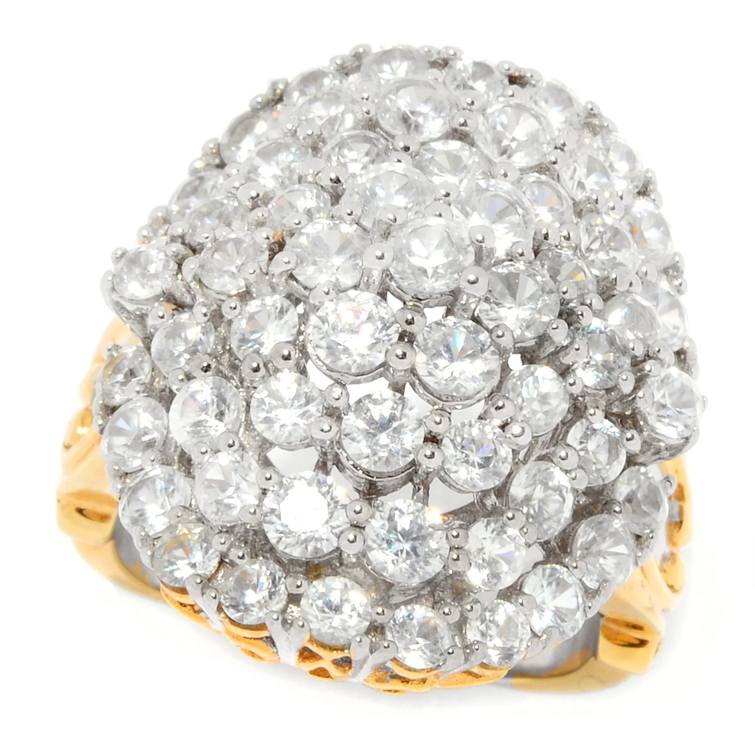 Gems en Vogue 5.27ctw White Zircon Cluster Ring