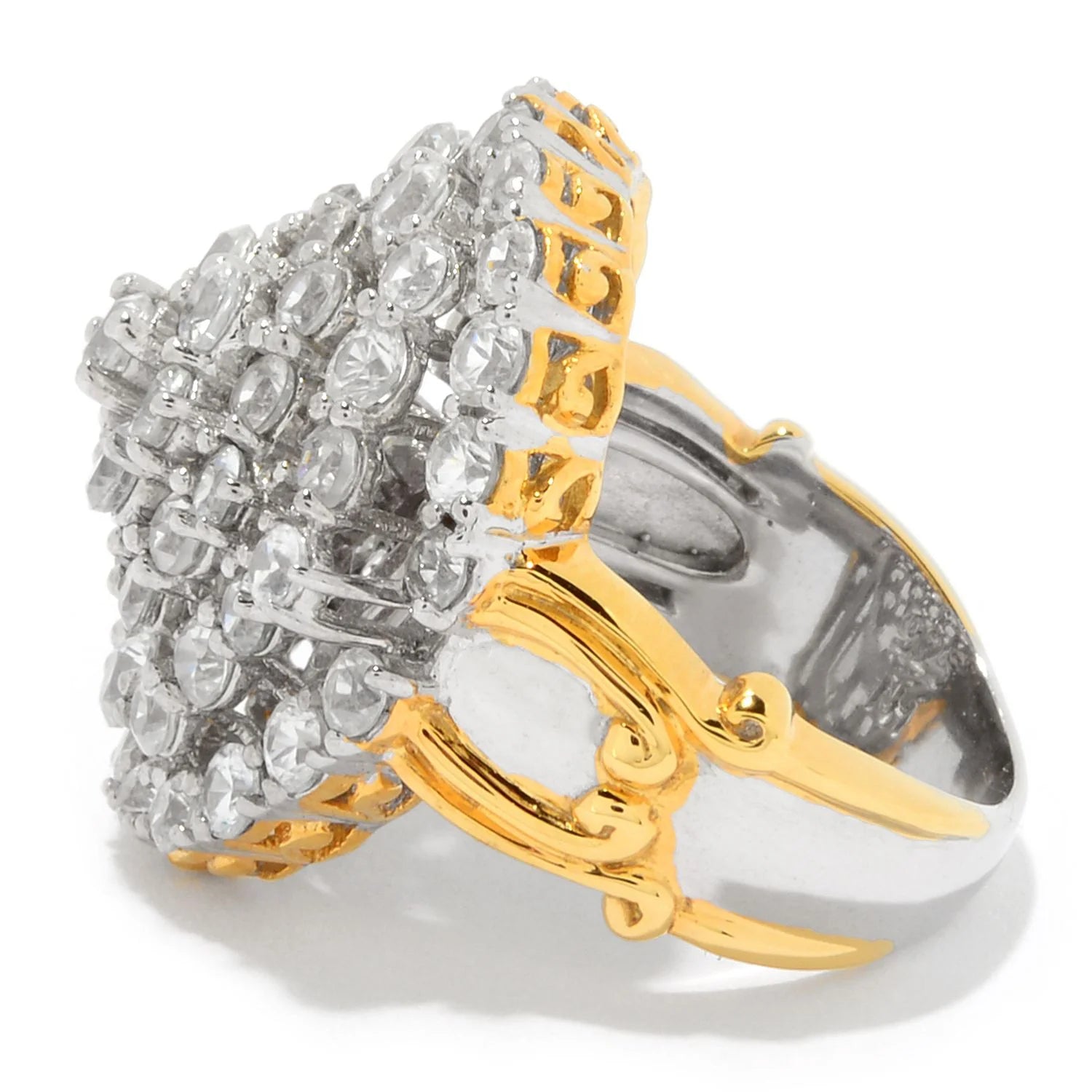 Gems en Vogue 5.27ctw White Zircon Cluster Ring