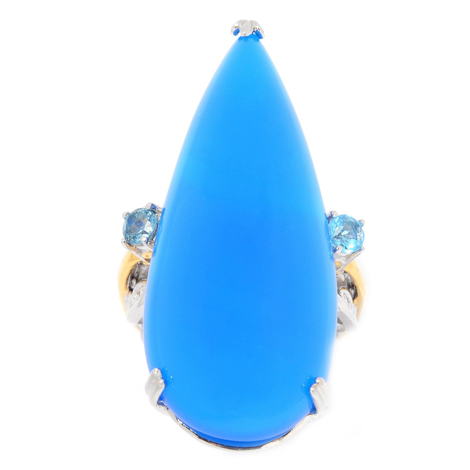 Gems en Vogue Chalcedony & Swiss Blue Topaz Elongated Ring
