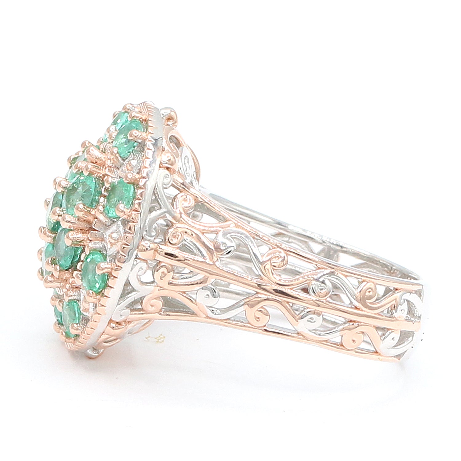 Gems en Vogue 2.02ctw Grizzly Emerald Cluster Ring