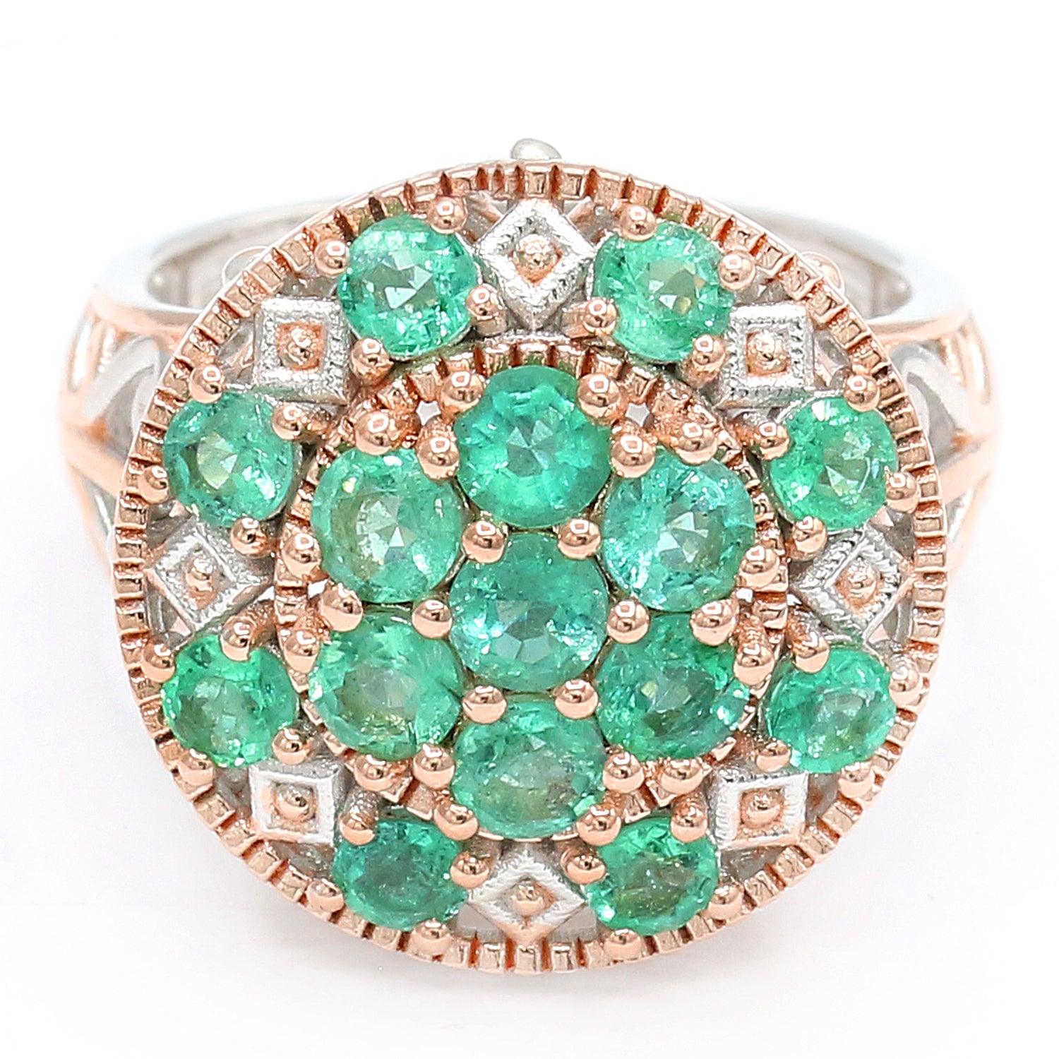 Gems en Vogue 2.02ctw Grizzly Emerald Cluster Ring