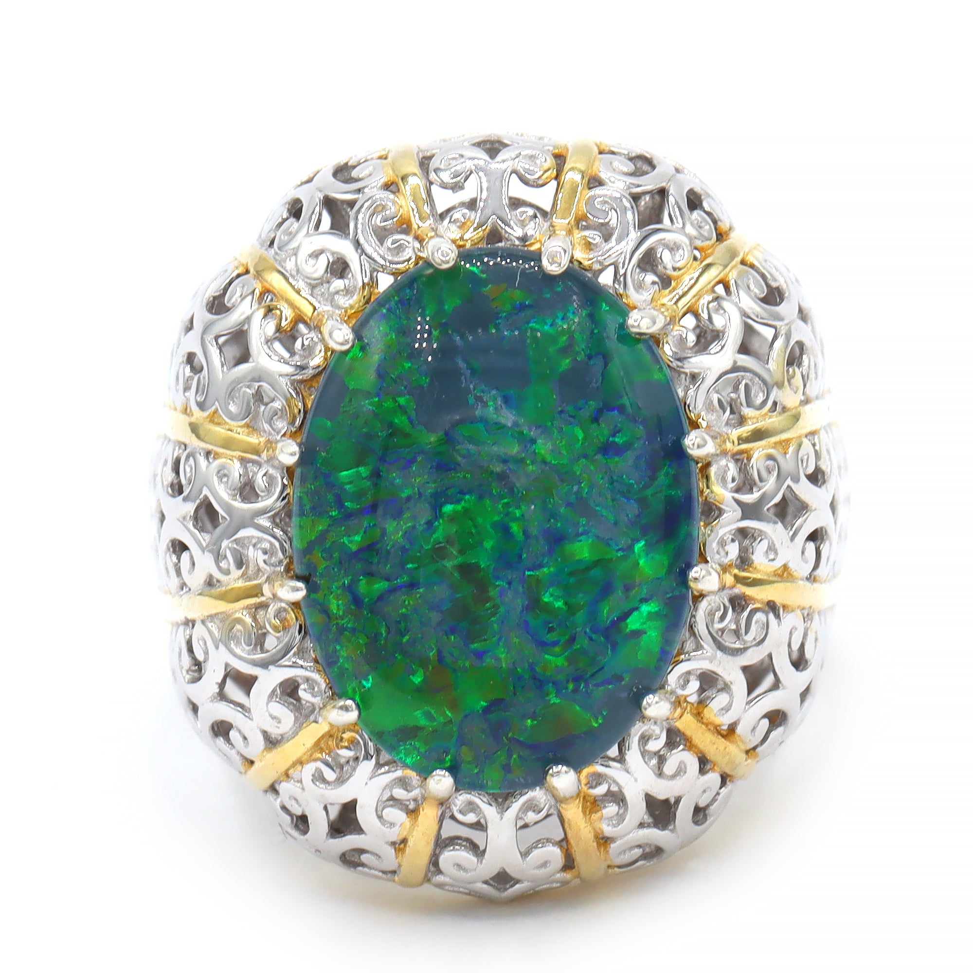 Gems en Vogue One-of-a-kind 24K Palladium Silver Australian Opal Triplet Ring