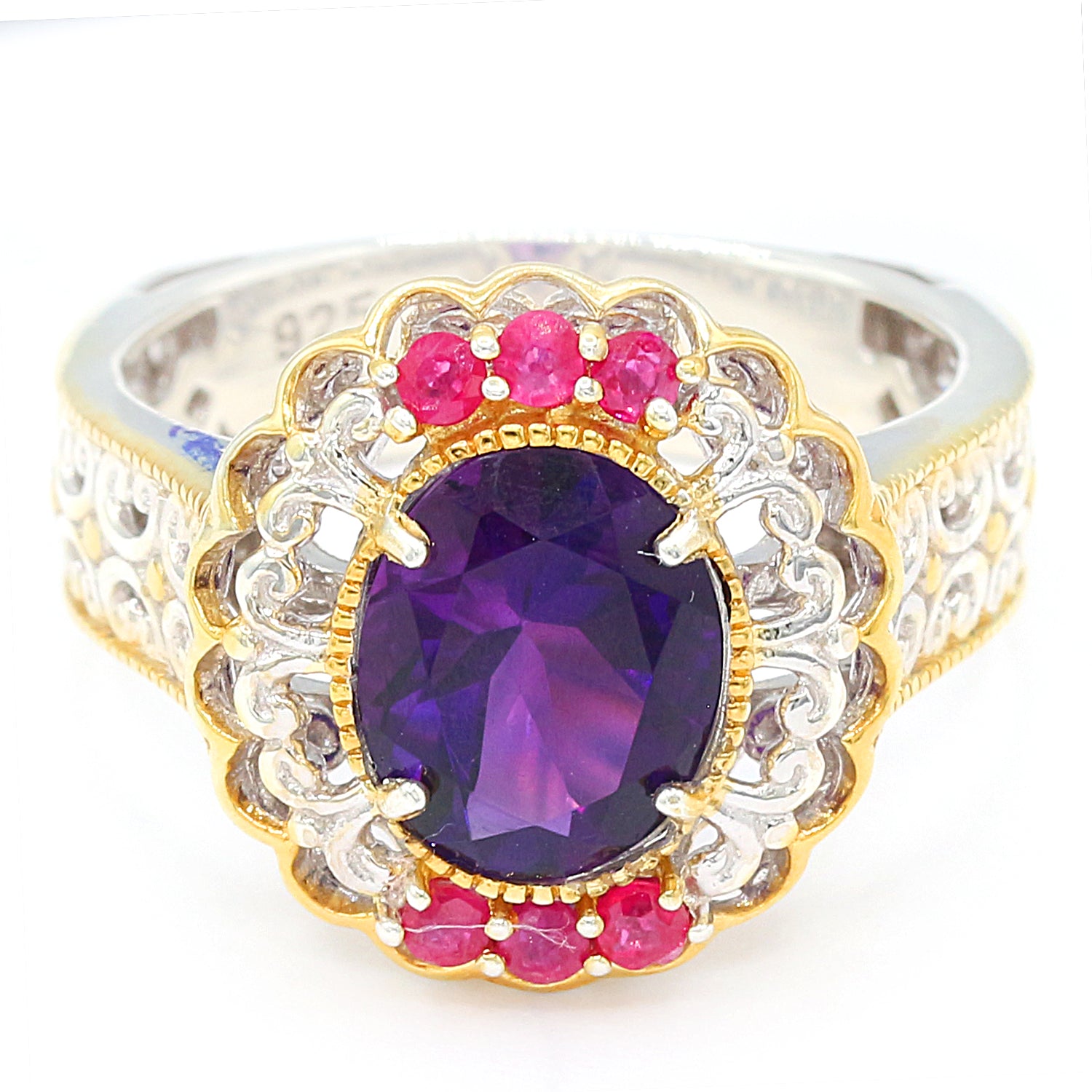 Gems en Vogue 2.69ctw Amethyst & Ruby Ring