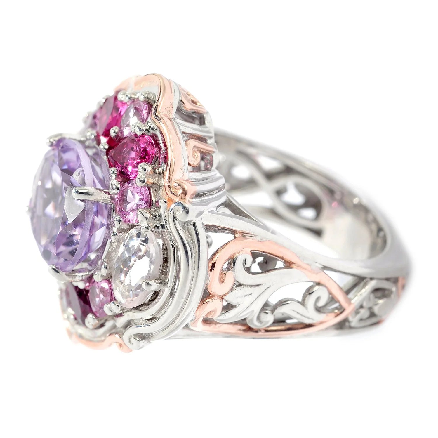 Gems en Vogue 3.00ctw Pink Amethyst & Multi Pink Gemstone Ring