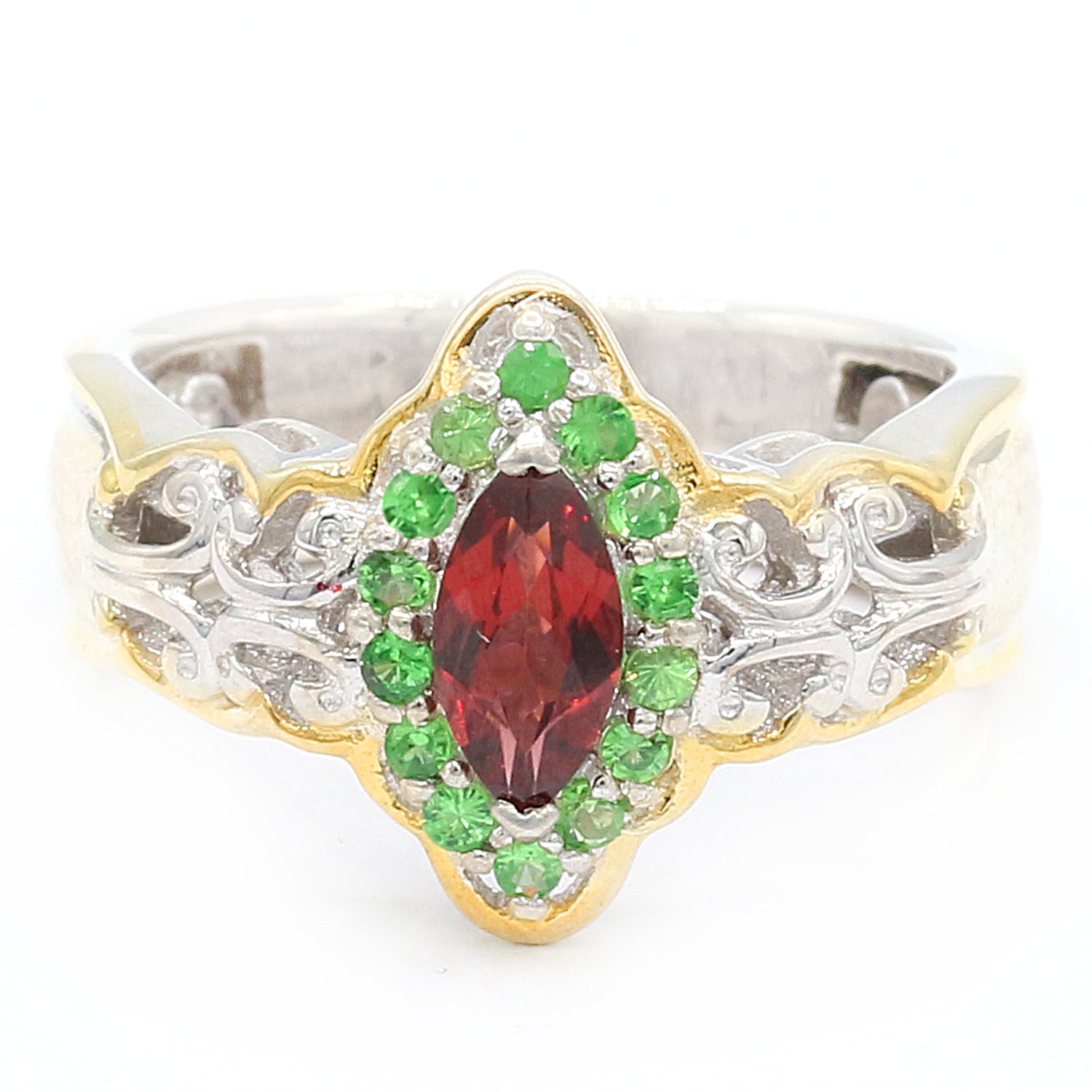 Gems en Vogue One-of-a-kind 0.88ctw Garnet & Tsavorite Garnet Ring