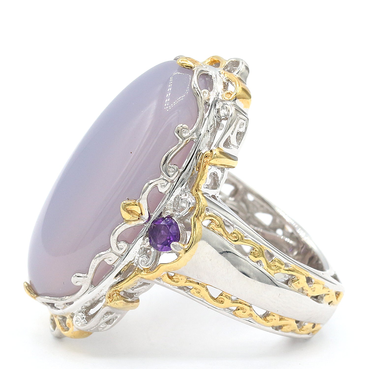Gems en Vogue Lavender Chalcedony & African Amethyst Ring