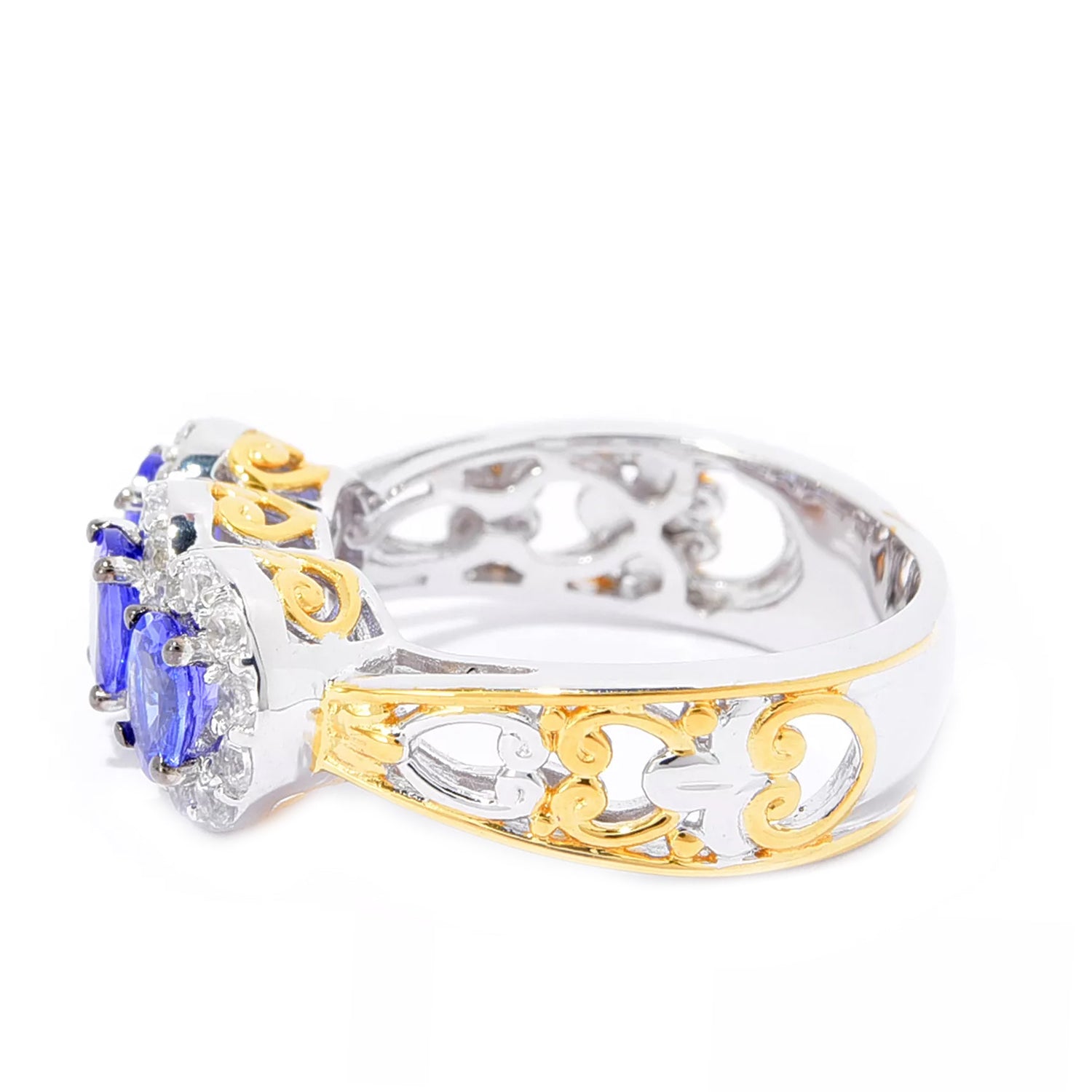 Gems en Vogue 1.99ctw Tanzanite & White Zircon Cluster Ring