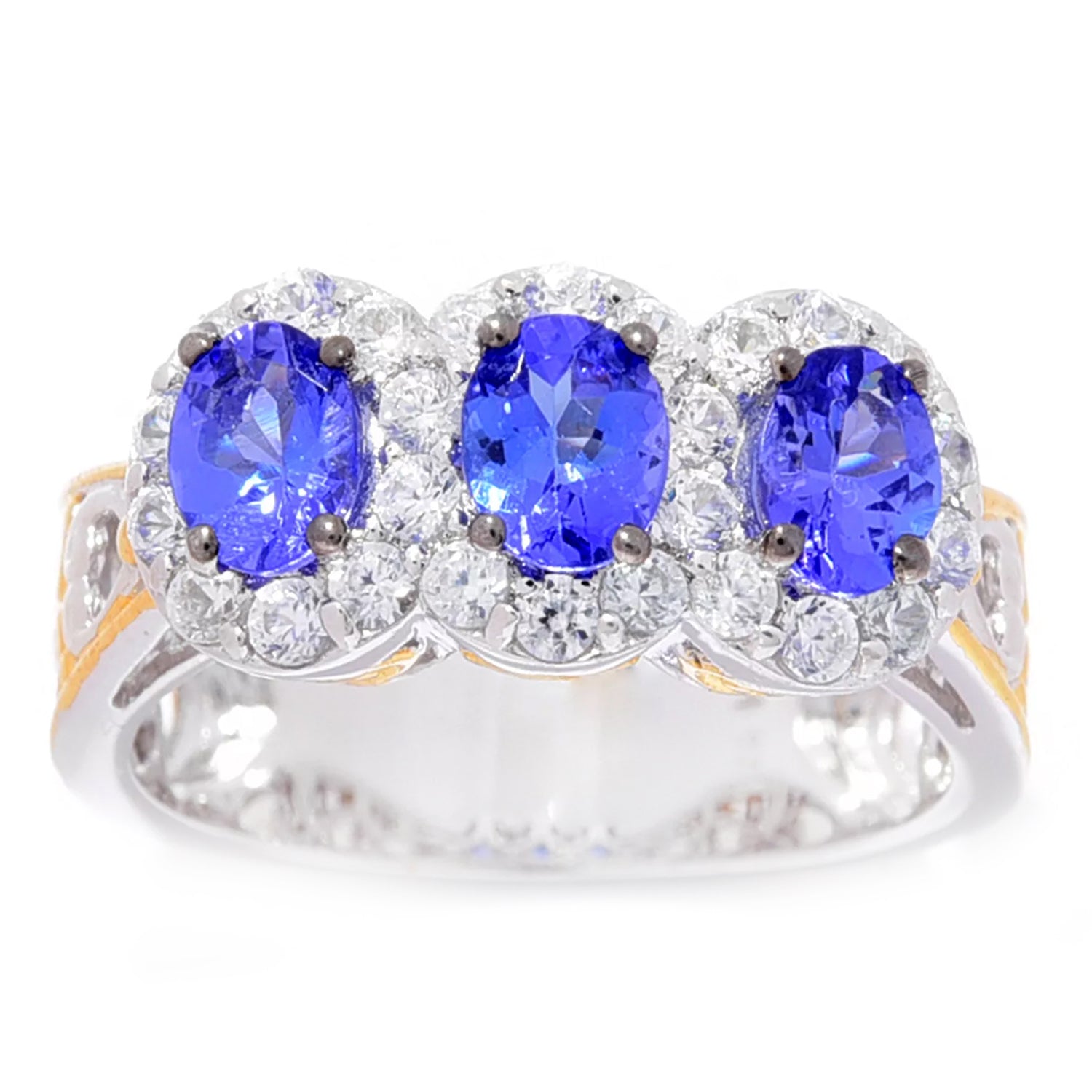 Gems en Vogue 1.99ctw Tanzanite & White Zircon Cluster Ring