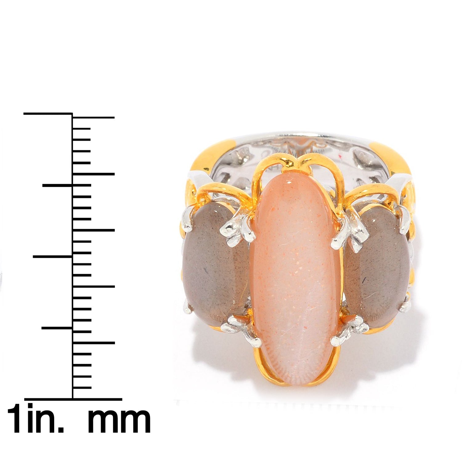 Gems en Vogue Moonstone Three Stone Masterpiece Ring