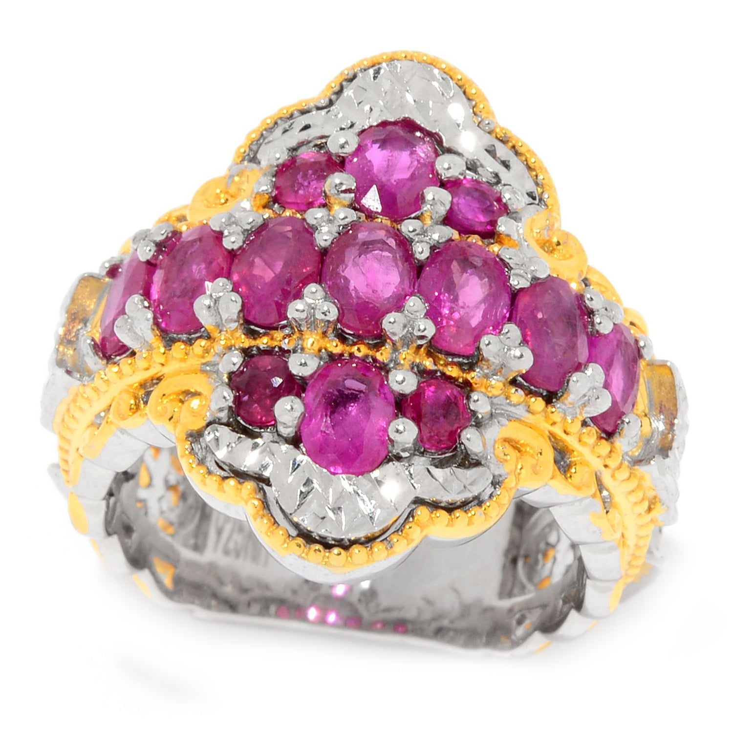 Gems en Vogue 2.52ctw Ruby Scalloped Edge Cluster Ring