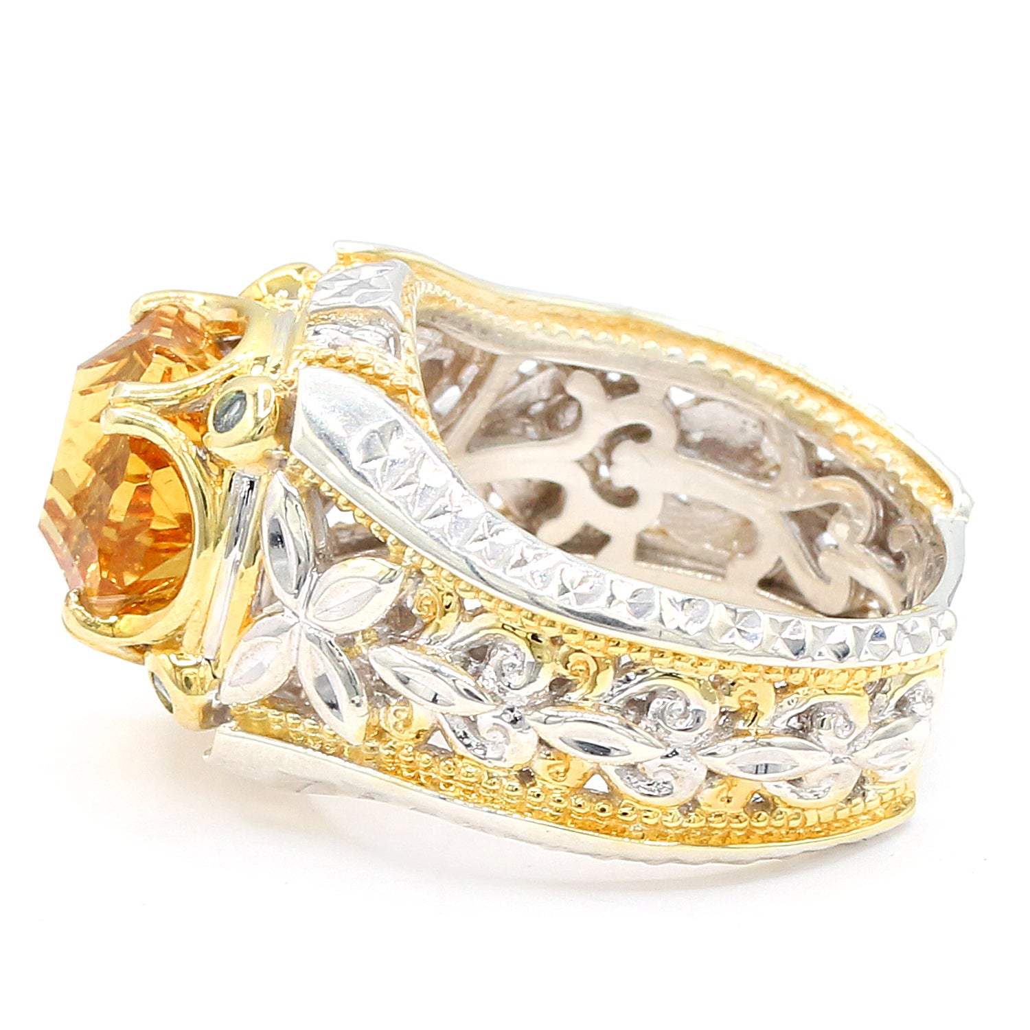 Gems en Vogue 3.03ctw Millennium Special Cut Citrine & Swiss Blue Topaz Ring