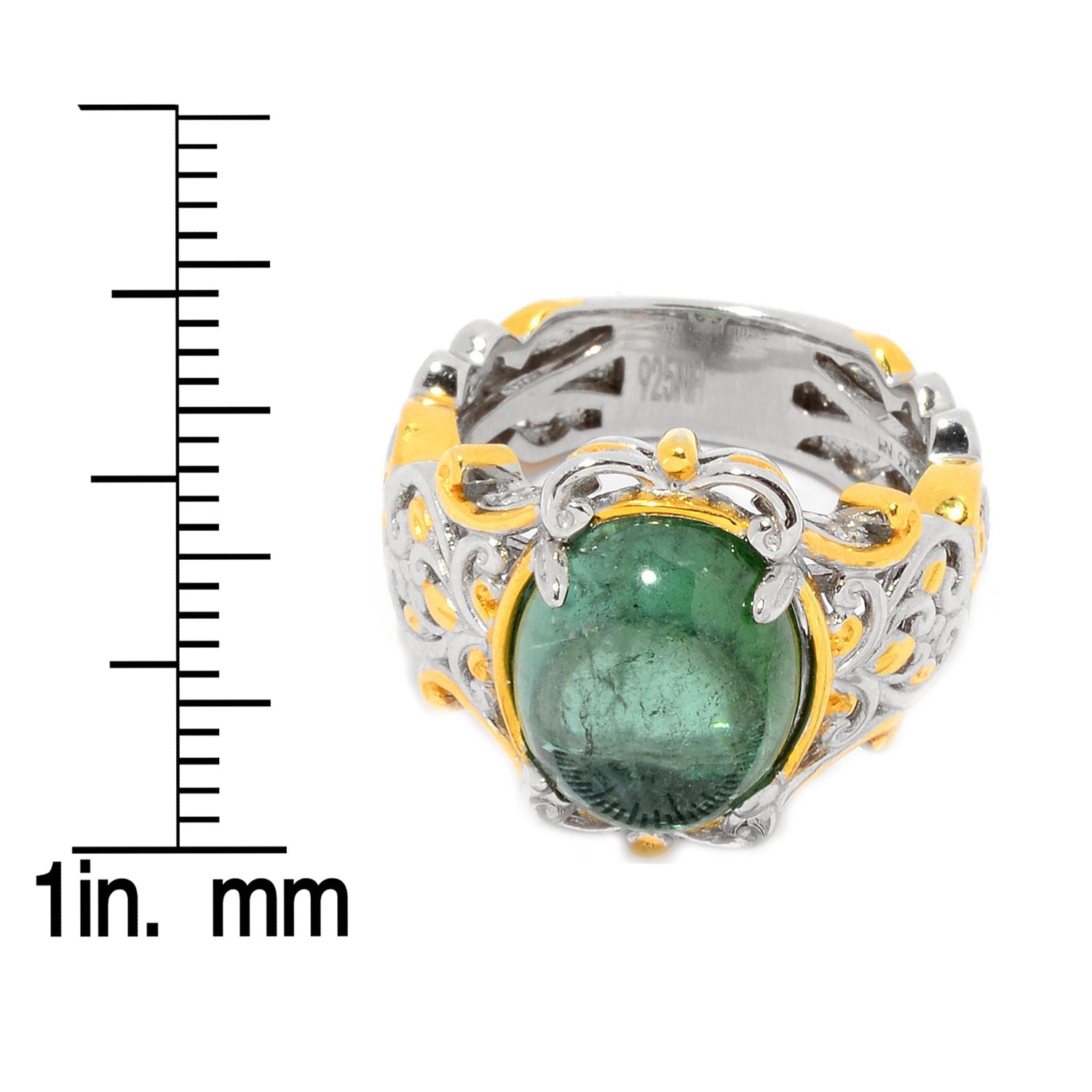 Gems en Vogue Green Tourmaline Scrollwork Solitaire Ring
