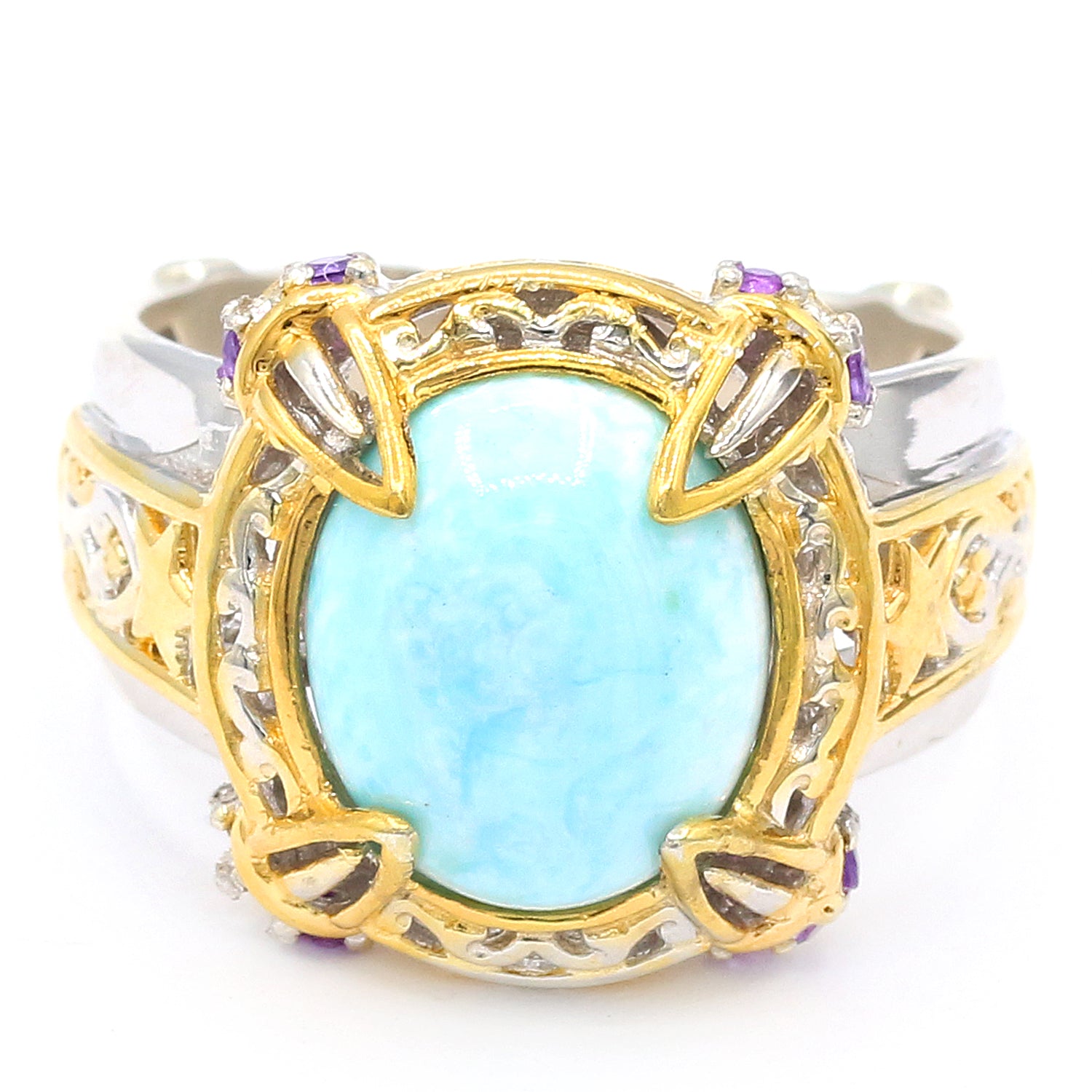 Gems en Vogue Larimar & Amethyst Ring