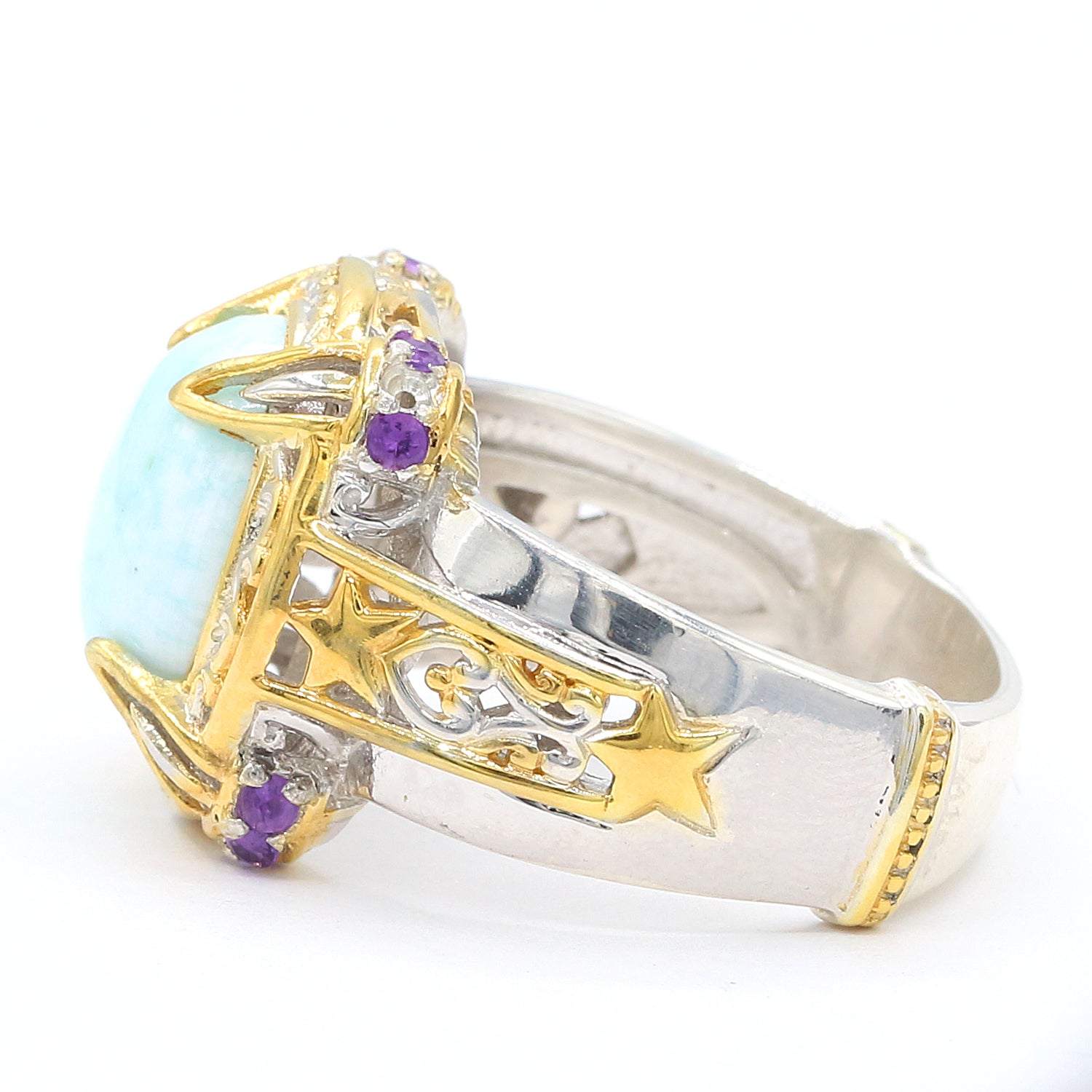Gems en Vogue Larimar & Amethyst Ring