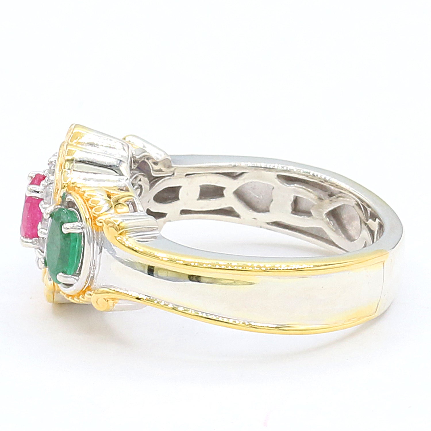Gems en Vogue 1.13ctw Multi Gemstone & White Zircon Three Stone Ring